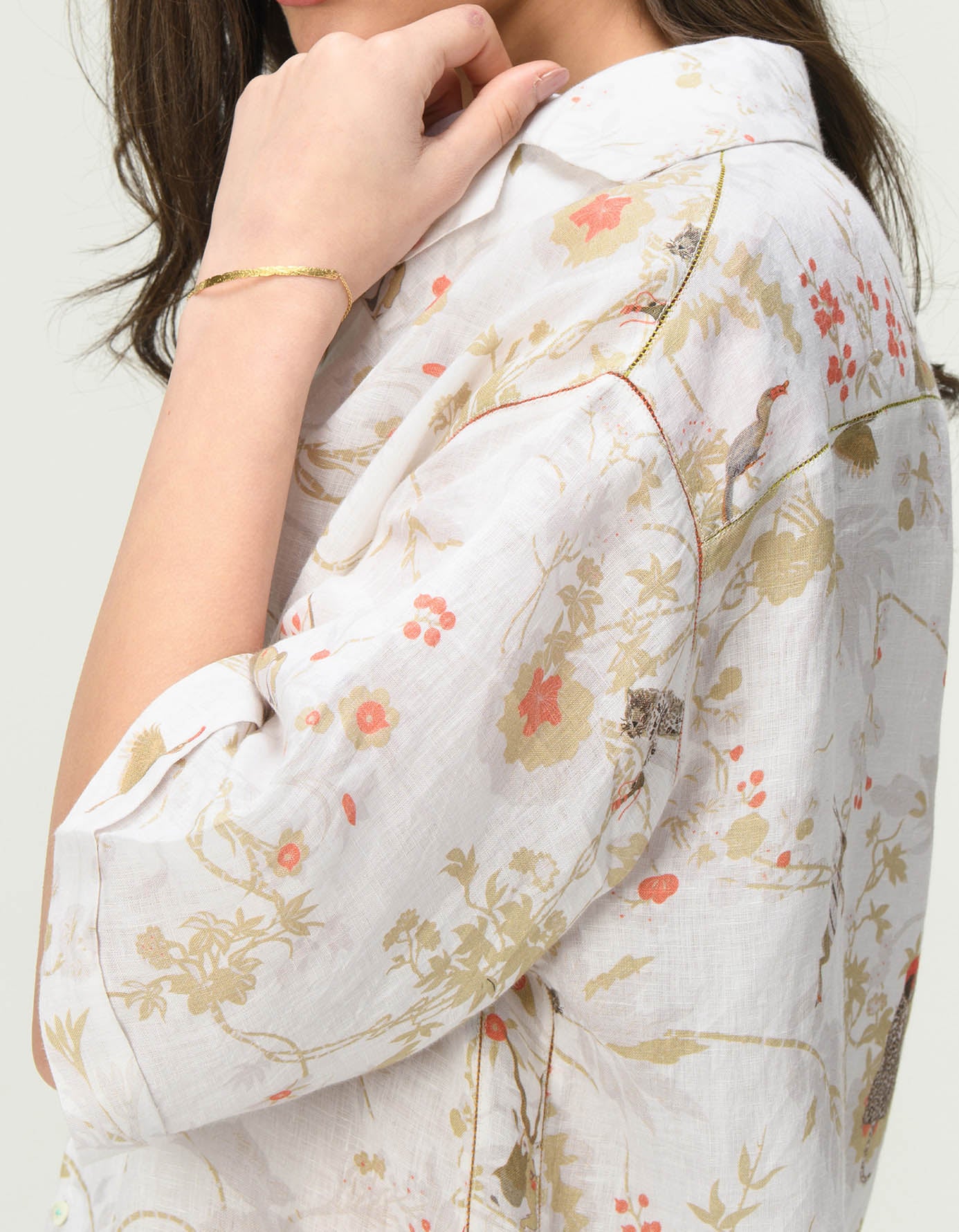 Oversized Linen Bush Shirt in Ivory - Comfortable & Stylish Casual Wear for Outdoor Adventures & Summer Vacations