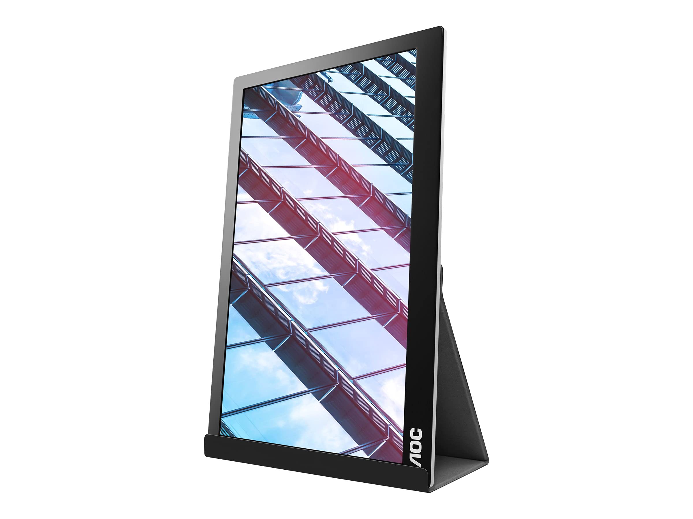 AOC I1601P 16 Inch Portable FHD USB-C Monitor with AutoPivot - 1920x1080 Resolution, 60Hz Refresh Rate, USB-C Connectivity - Black | Perfect for Laptop Extensions, Gaming, and Remote Work