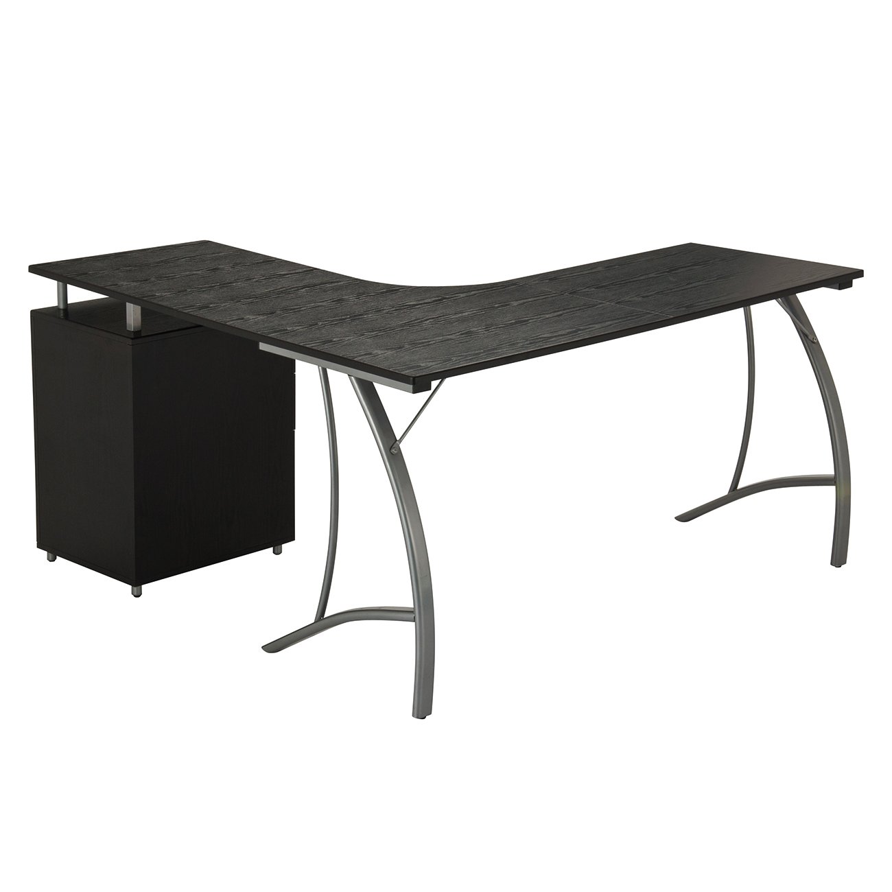 Techni Mobili L-Shaped Computer Desk with File Cabinet & Corner Storage - Adjustable Left/Right Hand Configuration, Espresso Brown - Perfect for Home Office, Study & Workspace Organization