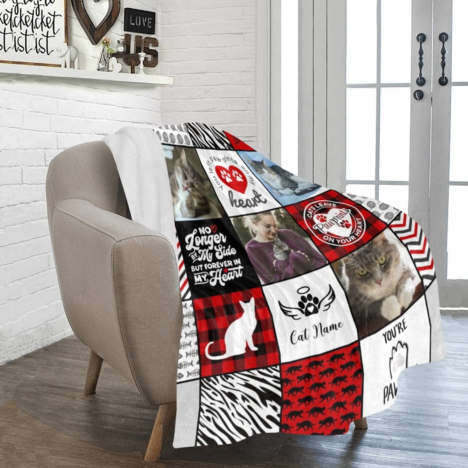 Personalized Cat Memorial Blanket - Custom Photo Sympathy Gift for Cat Loss | 40x50 Inch Pet Keepsake Blanket | Comforting Gift for Grieving Cat Owners & Cat Moms | Perfect for Memorial Services, Pet Loss Support & Home Remembrance
