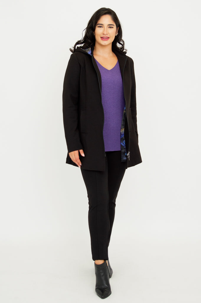 Premium Highlands Coat for Women - Soft Modal Fabric, Elegant Black Outerwear for Fall & Winter - Perfect for Office, Travel & Casual Outings