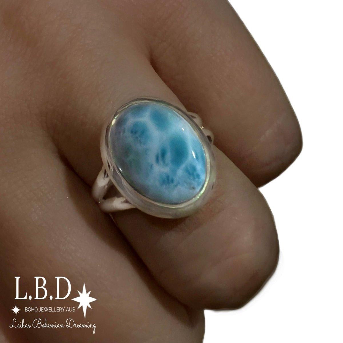 Elegant Oval Larimar Ring for Women - Classic Chic Jewelry for Everyday Wear & Special Occasions