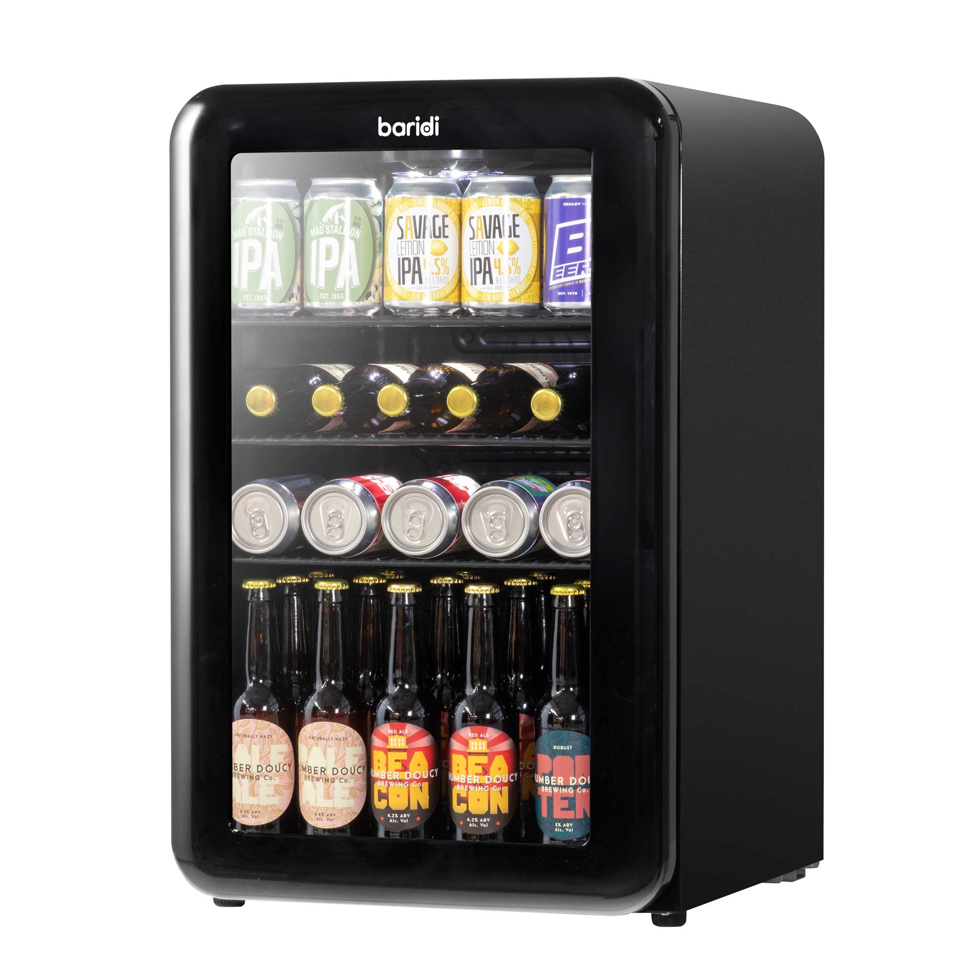 Baridi 70L Under Counter Beverage Cooler - Retro Style Black Beer & Wine Fridge for Home Bar, Kitchen, or Basement - Energy Efficient & Quiet Operation - Model DH222