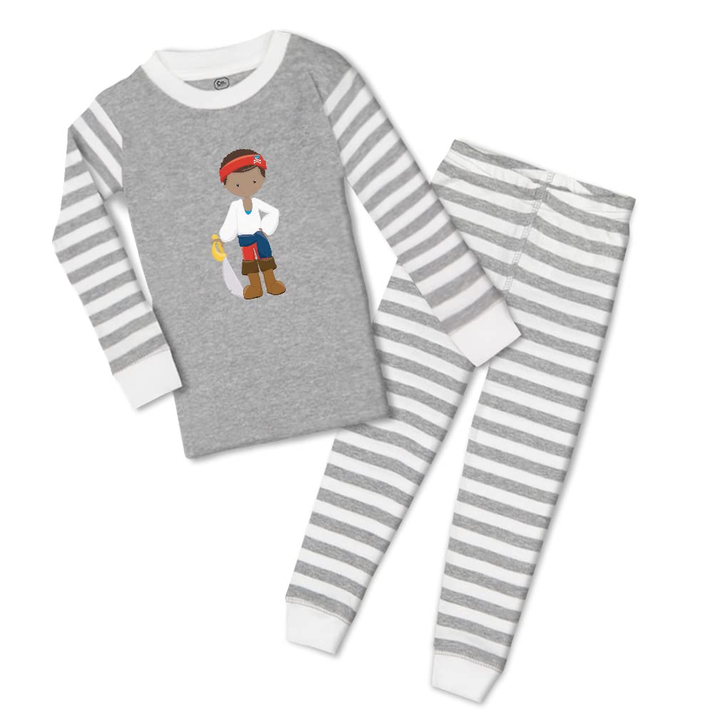 Custom Cotton Toddler Pajamas for Boys & Girls - Pirate Themed Brown Baby Sleepwear Set | Soft Snug Fit Pajamas for Kids | Perfect for Bedtime, Lounging & Family Photo Outfits