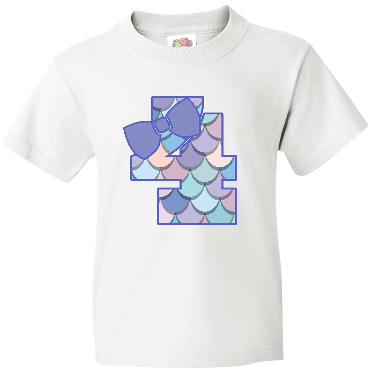Inktastic 4th Birthday Mermaid Youth T-Shirt for Girls | Cute 4 Year Old Mermaid Themed Birthday Shirt | Perfect for Birthday Parties, Beach Outfits & Summer Wear