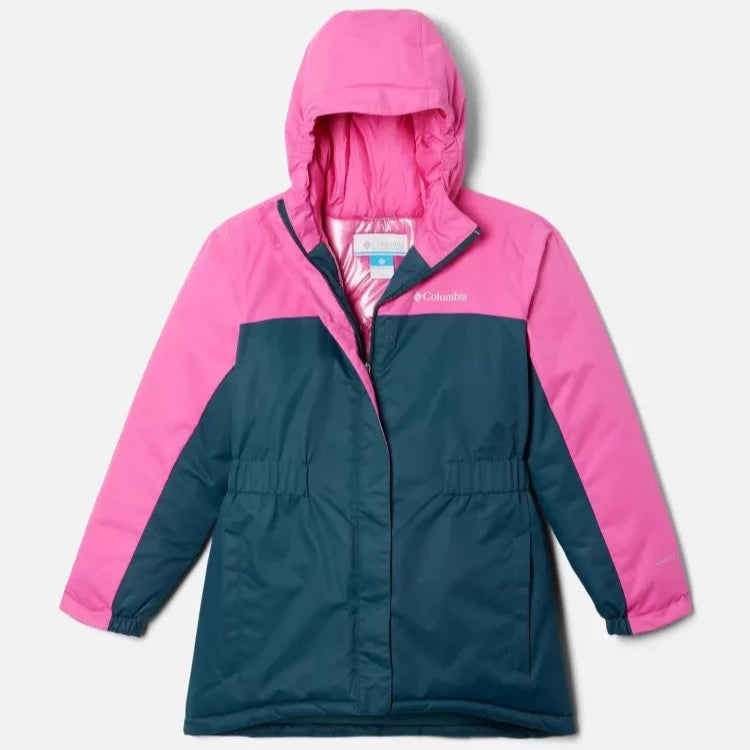 Columbia Women's Night Wave/Pink Ice Hikebound Long Insulated Jacket - Waterproof Winter Coat for Hiking, Skiing & Outdoor Adventures