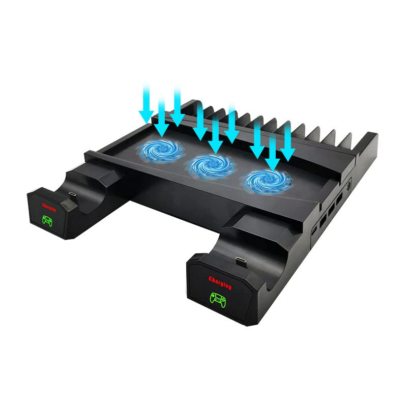 i-Fuel PS5 Vertical Stand - 4-in-1 Docking Station with Controller Charger, Cooling Fan & Game Storage for PlayStation 5 (Disc/Digital Edition) - Perfect for Gaming Setup & Console Organization