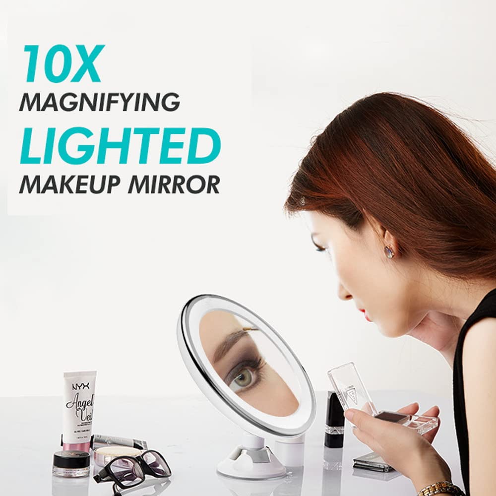 10x LED Lighted Makeup Mirror with Suction Cup - 6.7