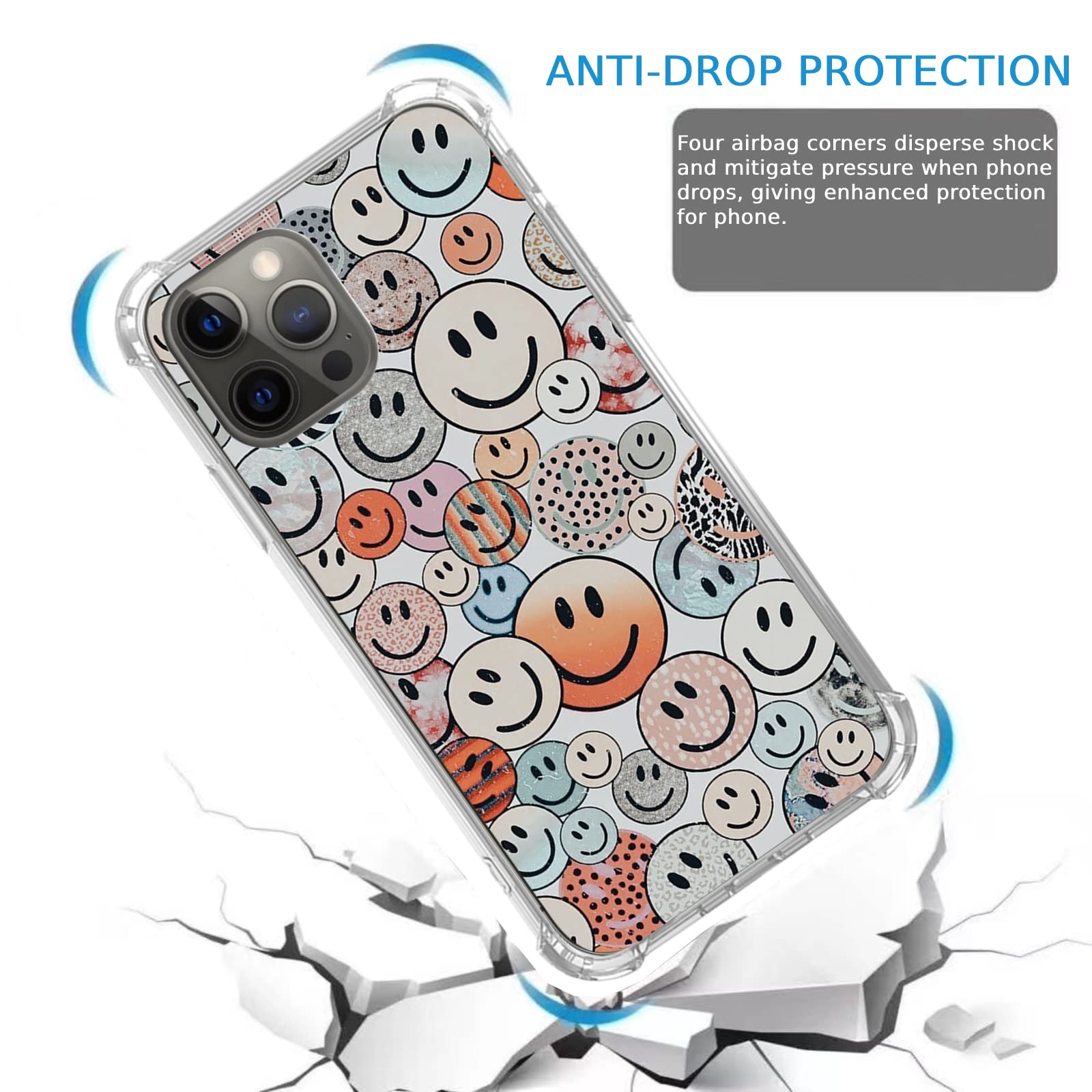 Hippie Indie Smile Face Phone Case Compatible with iPhone 11 Pro Max - Cute Aesthetic TPU Bumper Cover with Shockproof Protection - Perfect for Daily Use, Travel & Festival Outfits