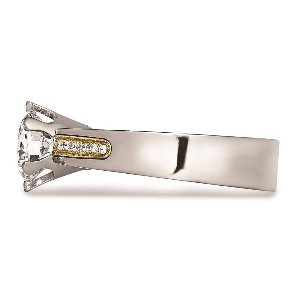 Elegant Titanium & 14k Gold Inlay Accent Ring with Cubic Zirconia CZs - Perfect for Weddings, Anniversaries & Special Occasions
