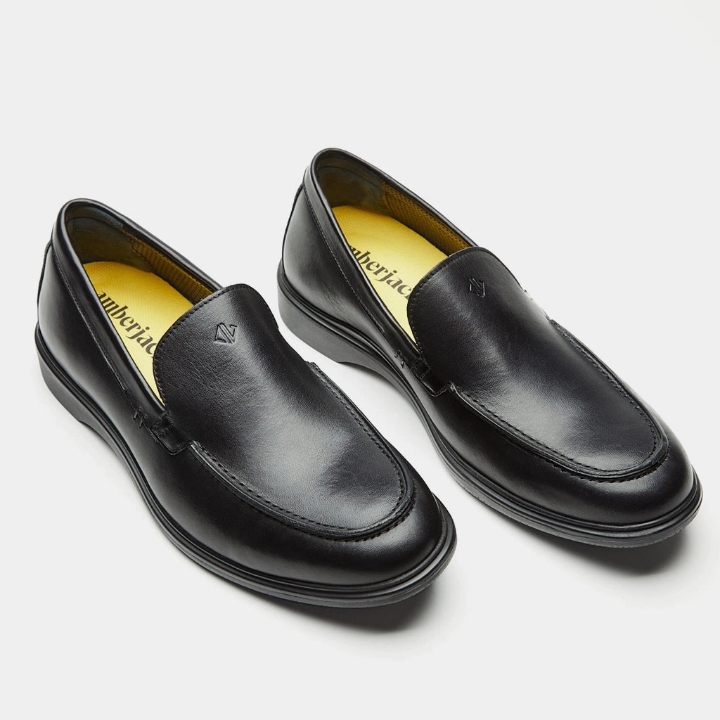 Premium Genuine Leather Loafer Shoes for Men - Classic Obsidian Black Slip-On Comfortable Casual Dress Shoes | Perfect for Office, Business, Wedding & Daily Wear
