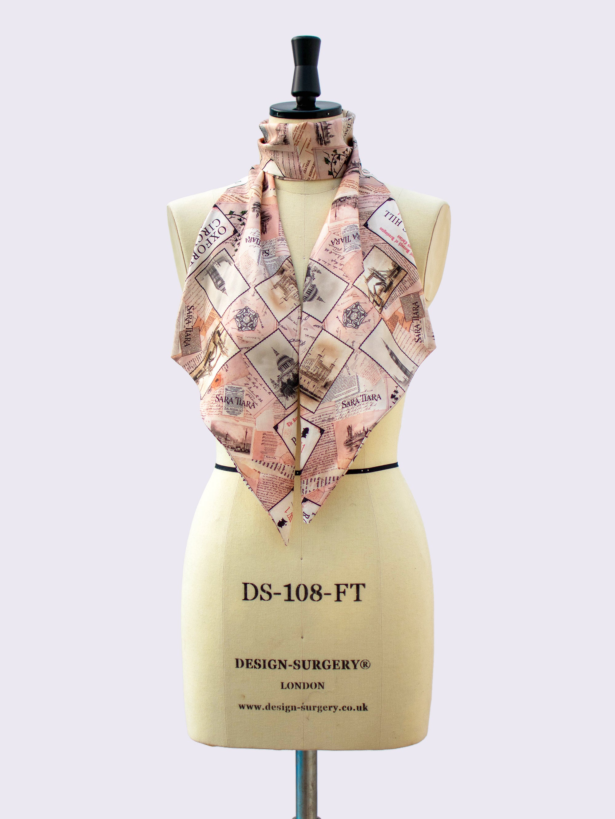 London Print Silk Skinny Scarf - Lightweight Fashion Accessory for Women, Office Wear & Travel Outfits