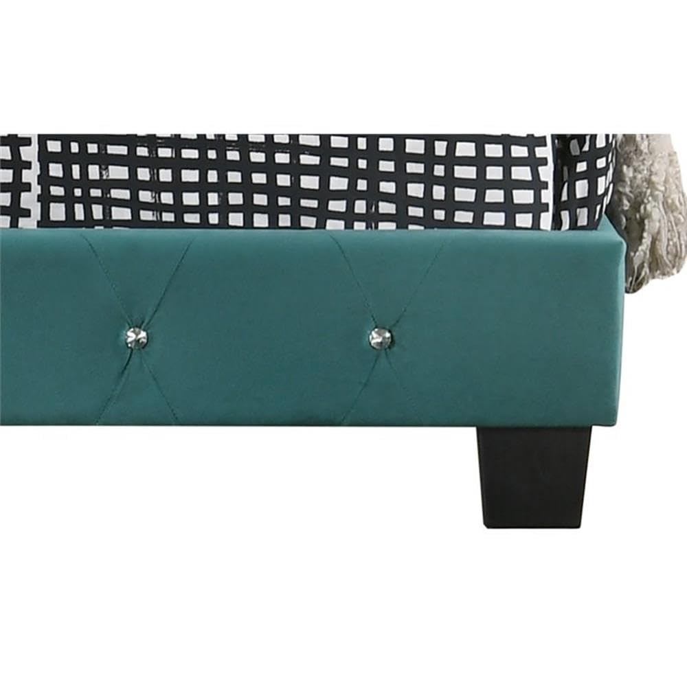 Glory Furniture Suffolk Velvet Upholstered Twin Bed in Green - Luxurious Velvet Twin Size Bed Frame for Kids & Teens Bedroom, Guest Room, or Dormitory