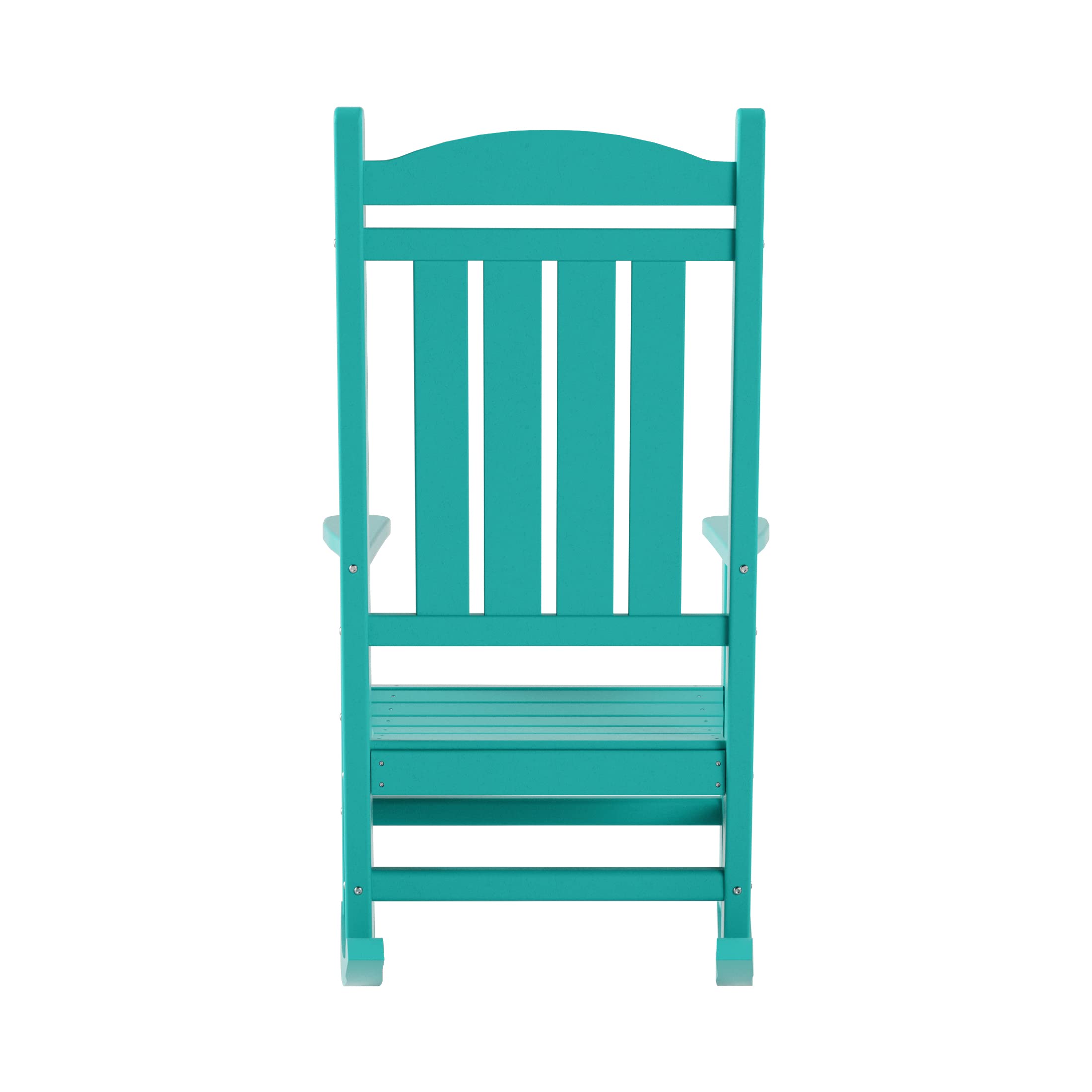WO Home Furniture 3-Piece Patio Rocking Chair Set - Traditional HDPE Outdoor Rocking Chairs for Porch, Garden & Backyard (Turquoise) - Perfect for Relaxing, Sunbathing & Outdoor Entertaining