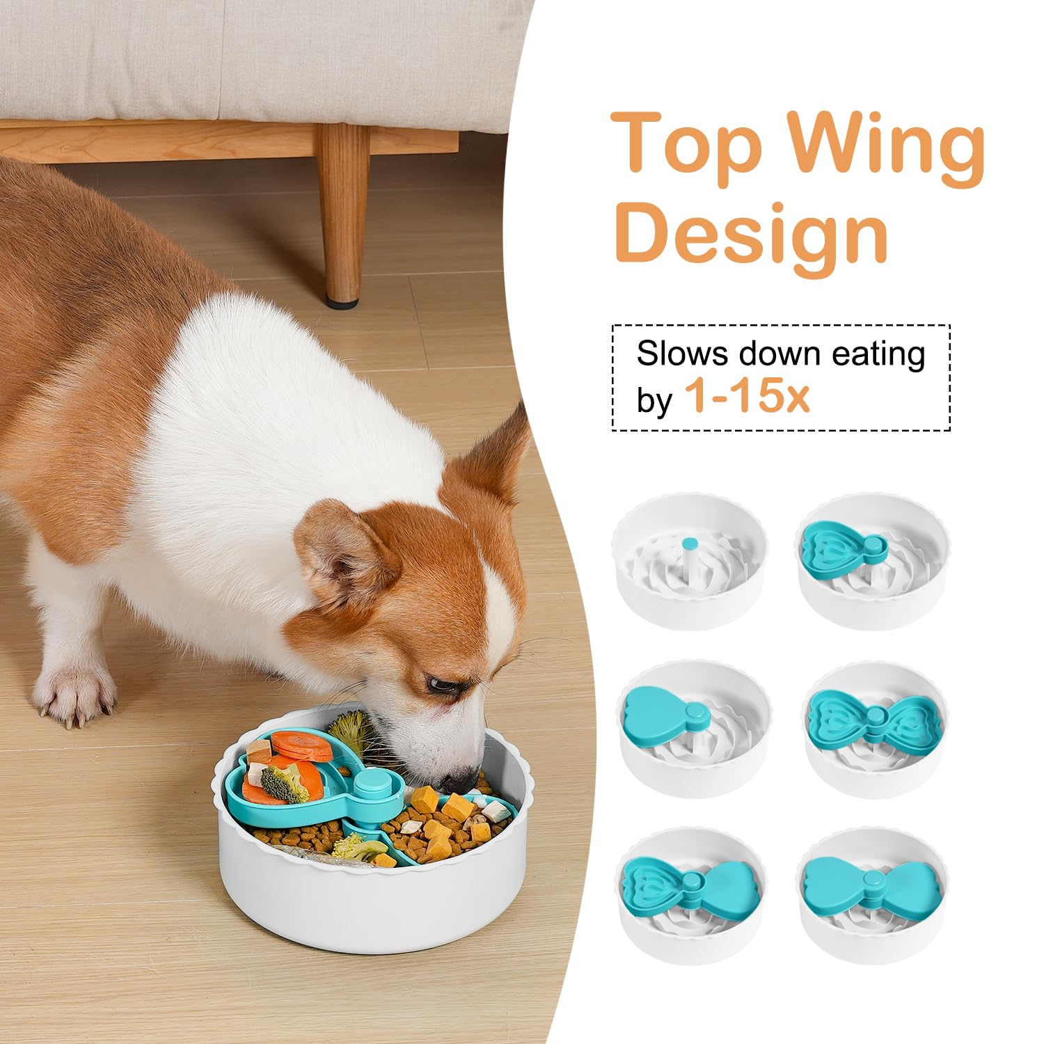 Sted Puzzle Slow Feeder Dog Bowl - Anti-Choke Dog Food Bowl for Small & Medium Dogs - Blue & White Maze Design for Fast Eaters - Perfect for Mealtime Enrichment & Digestion Aid
