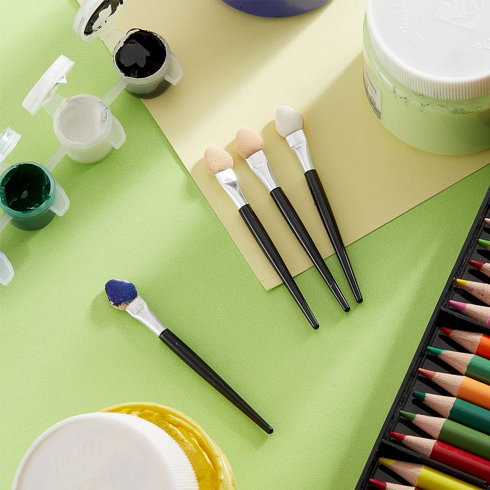 Zopeal 48-Piece Sponge Applicators for Ink, Paint & Pastel Blending - Small Detail Brushes for Artists, DIY Scrapbooking & Card Making - Perfect for Fine Art, Craft Projects & Mixed Media Techniques