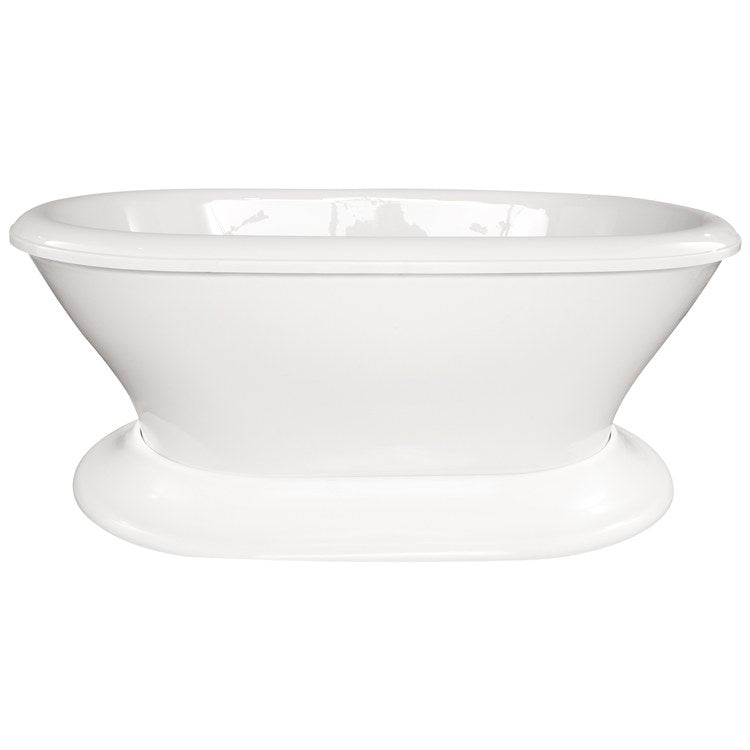 Lauren Freestanding Air Tub - White Oval Acrylic Bathtub 70 x 40 x 27 Inch | Modern Luxury Soaking Tub for Spa-Like Relaxation in Home Bathroom