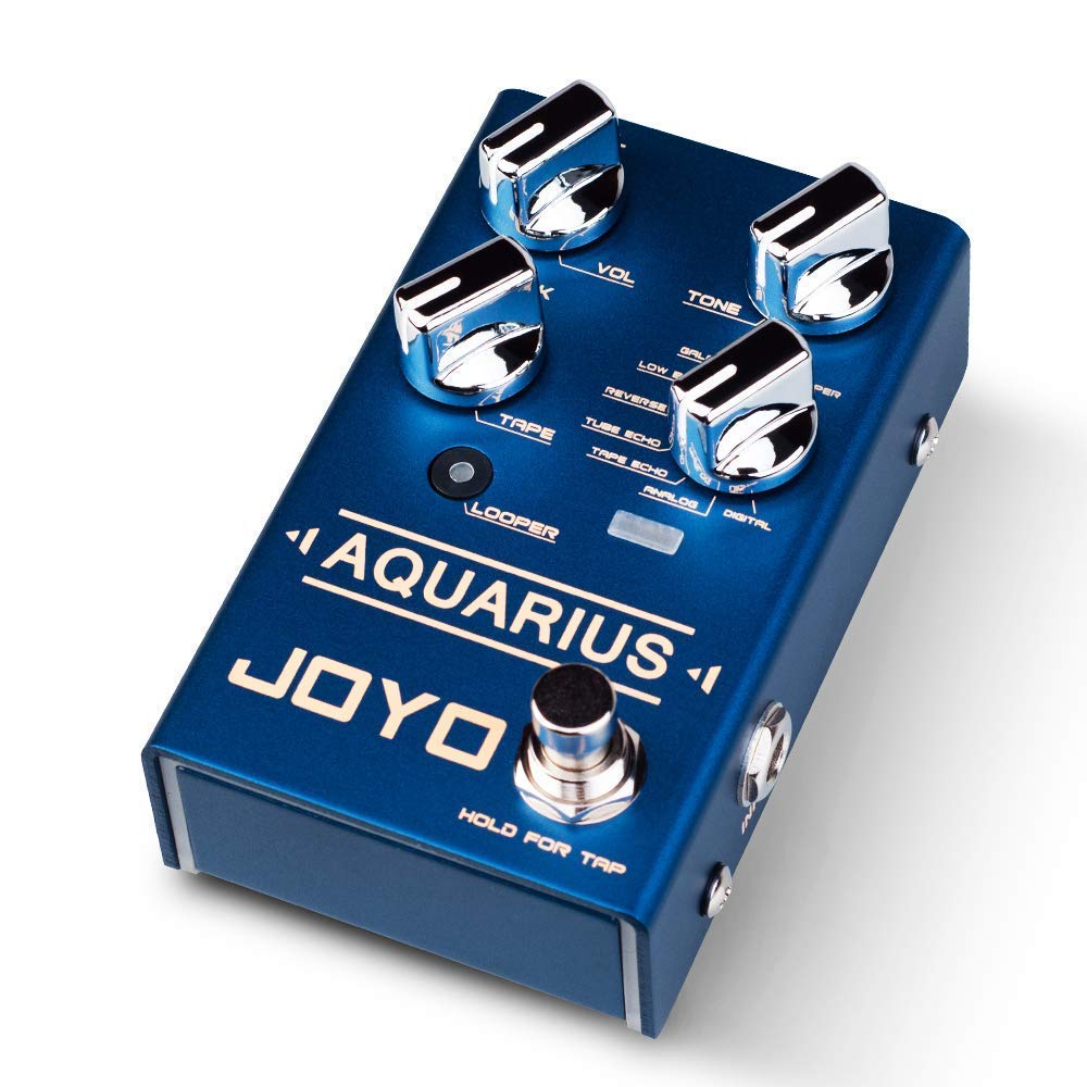 JOYO R-07 Aquarius Digital Delay Guitar Effects Pedal with 9V DC Power Supply (800mA-1A) - Perfect for Live Performances & Studio Recording