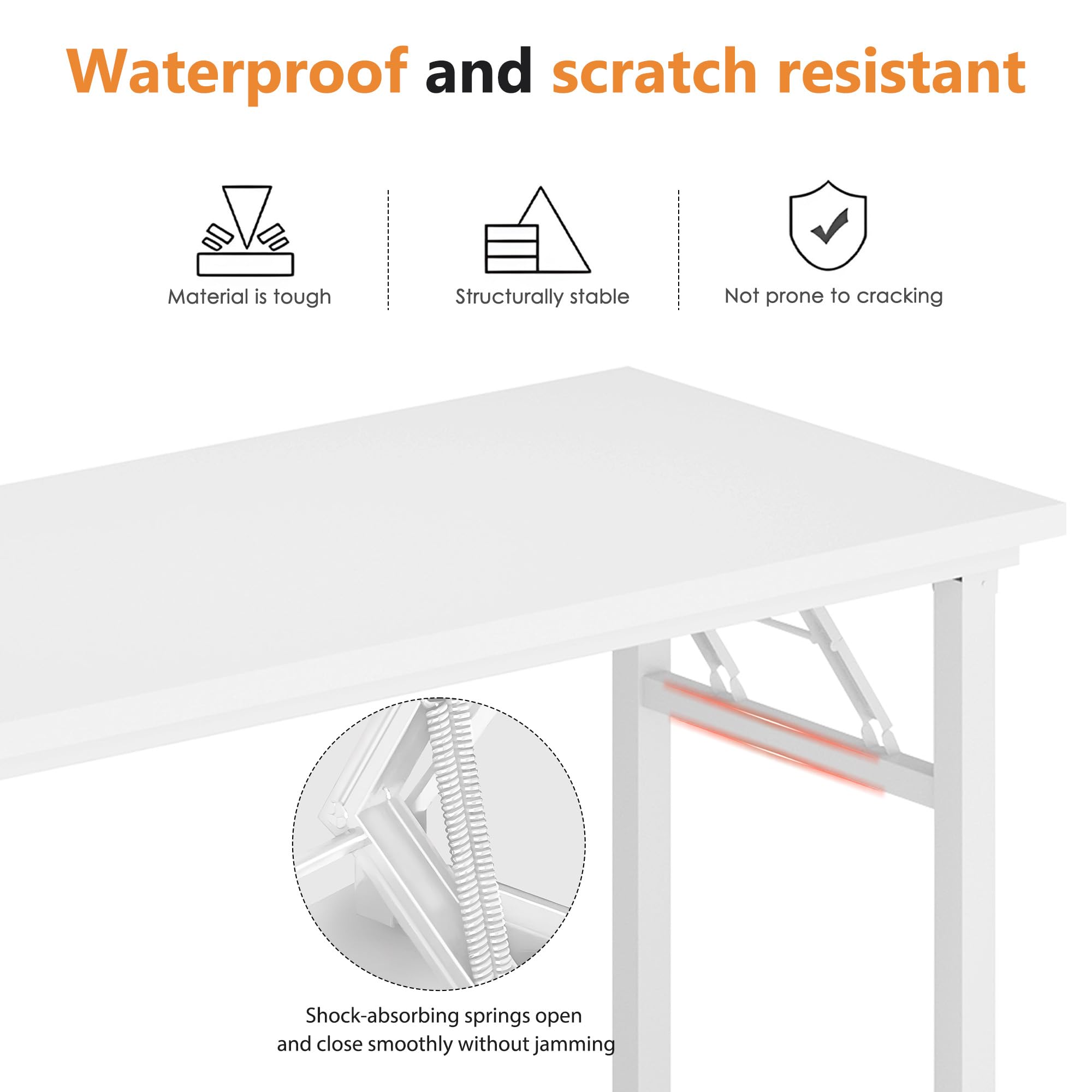 DlandHome 47-inch Folding Computer Desk - Portable Workstation for Home Office, Study, Conference & Activities - Sturdy White Fully Assembled Table (Model DND-ND5-120WW) | Perfect for Small Spaces, Dorm Rooms & Multi-Purpose Use