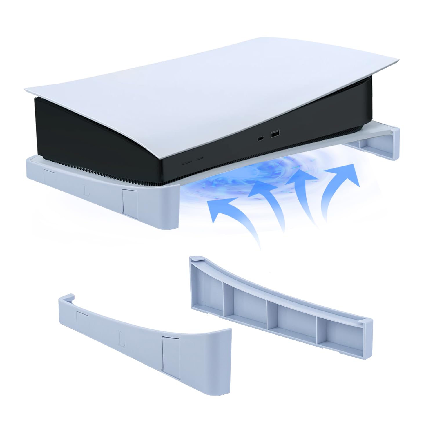 PS5 Horizontal Stand for PlayStation 5 Disc & Digital Edition - Grey White Desk Stand Base Accessory (Not Compatible with PS5 Slim) | Perfect for Gaming Setup & Console Organization