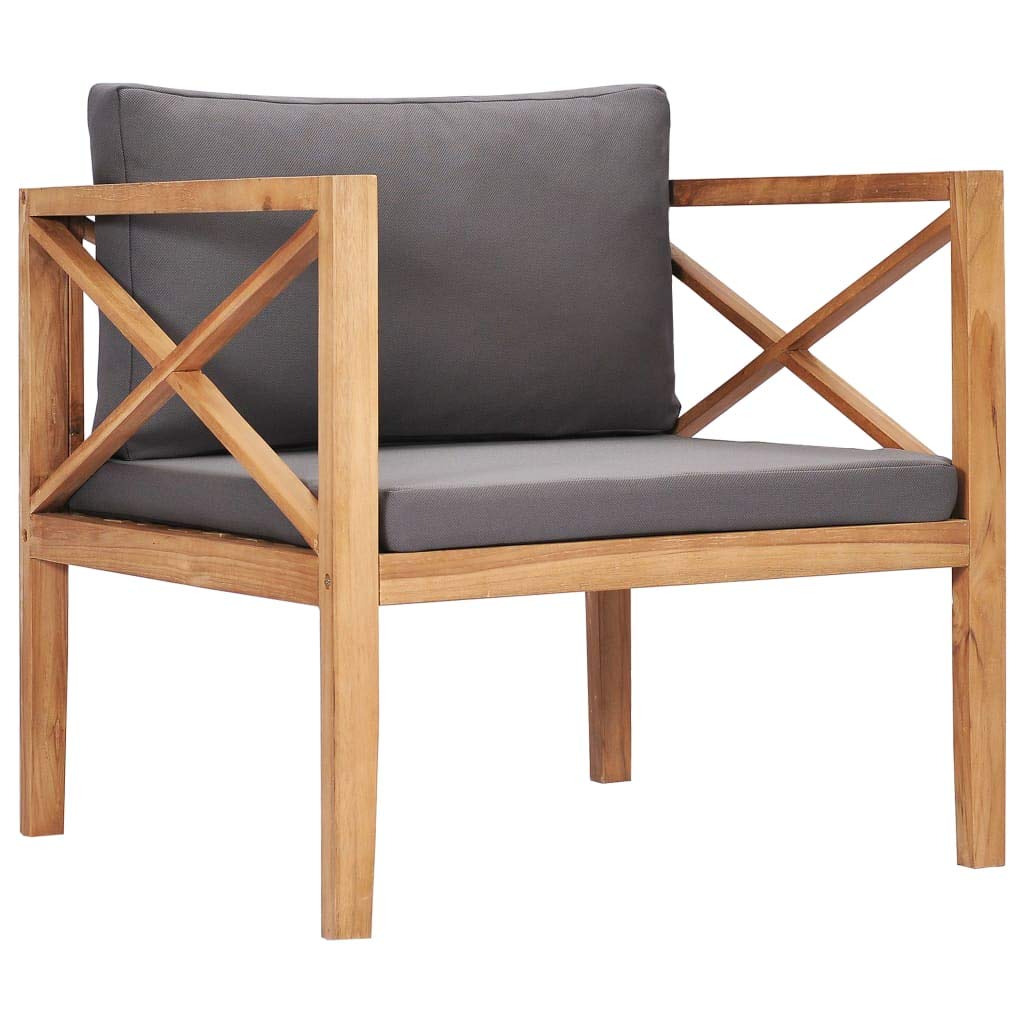 Premium Solid Teak Wood Patio Chair with Dark Gray Cushion - Weather-Resistant Scandinavian Style Outdoor Furniture - Perfect for Garden, Poolside & Backyard Relaxation