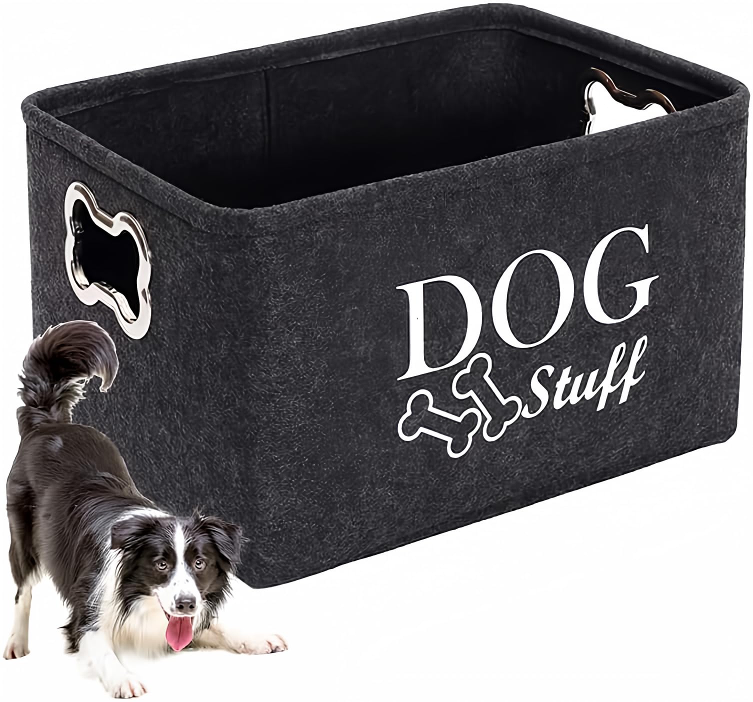 Durable Dog Toy Storage Basket with Metal Handles - Pet Toy Organizer Bin Box for Chew Toys, Balls & Accessories - Perfect for Living Room, Bedroom or Playroom Organization