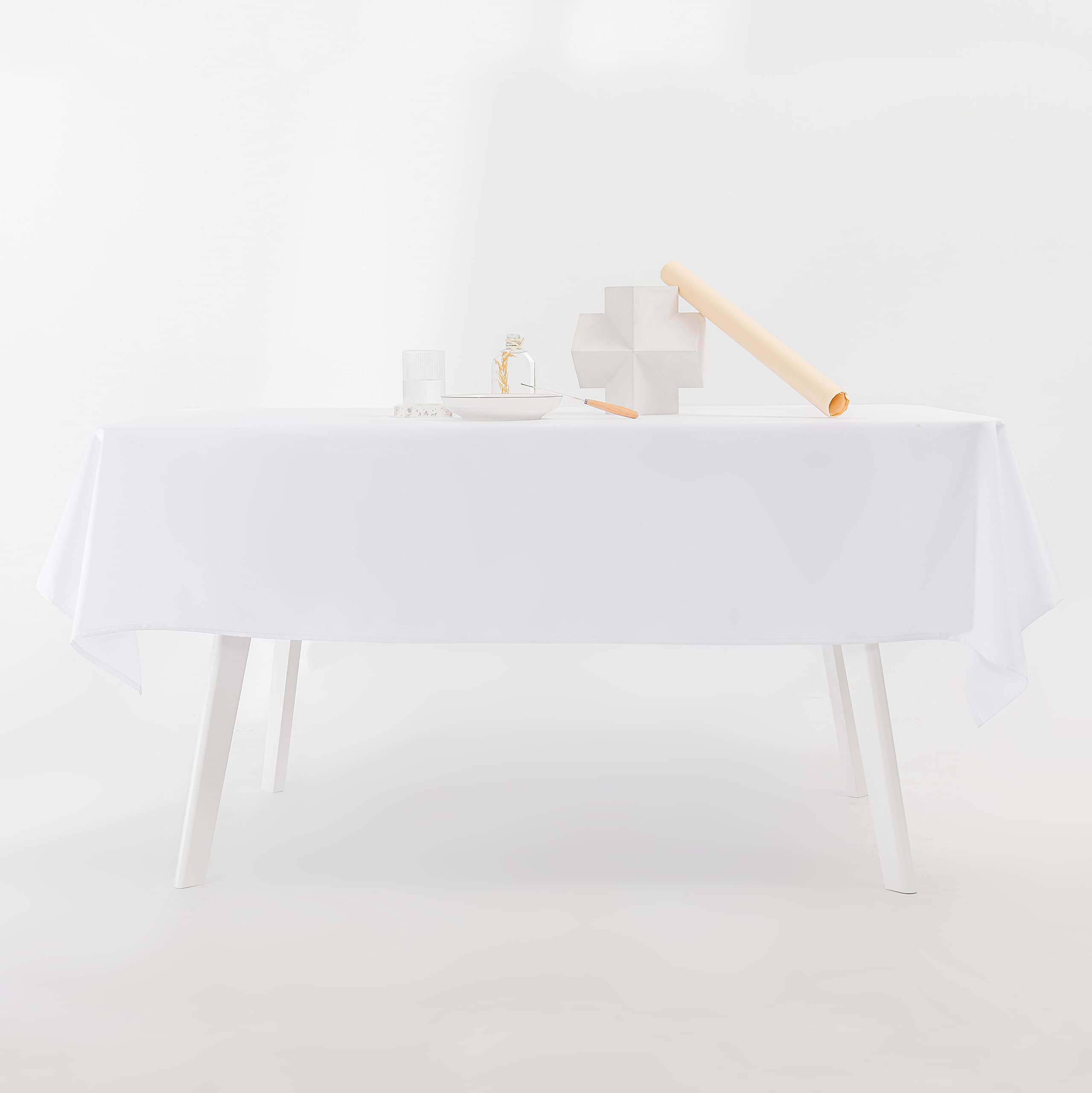 Premium 60x60 Inch Heavy Duty White Tablecloth - Heat Resistant, Washable Square Table Cover for Round or Rectangular Tables - Perfect for Dining, Parties, Weddings & Restaurant Use