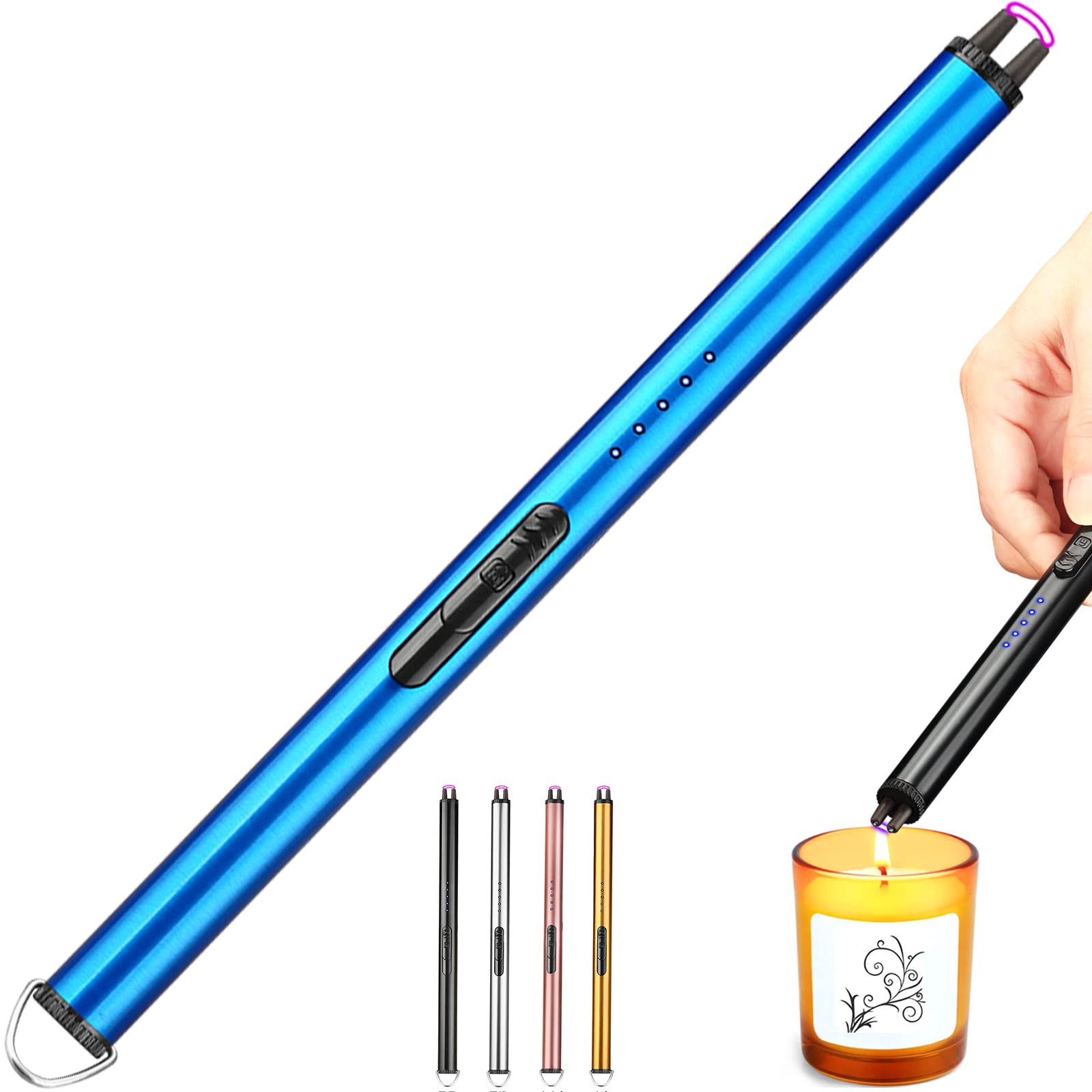 USB Rechargeable Electric Arc Lighter - Windproof Flameless Lighter for Candles, Fireworks, Fireplace, Camping & BBQ Grill (Ice Blue) - Perfect for Outdoor Adventures, Home Use & Gifts
