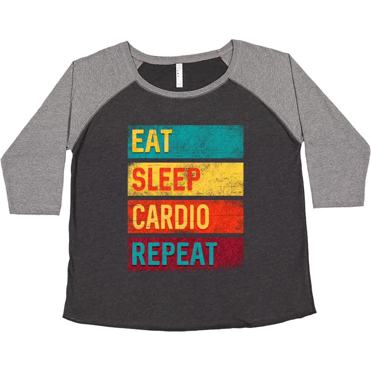 Fitness Eat Sleep Cardio Repeat Women's Plus Size T-Shirt - Comfortable Workout & Gym Apparel for Active Lifestyles