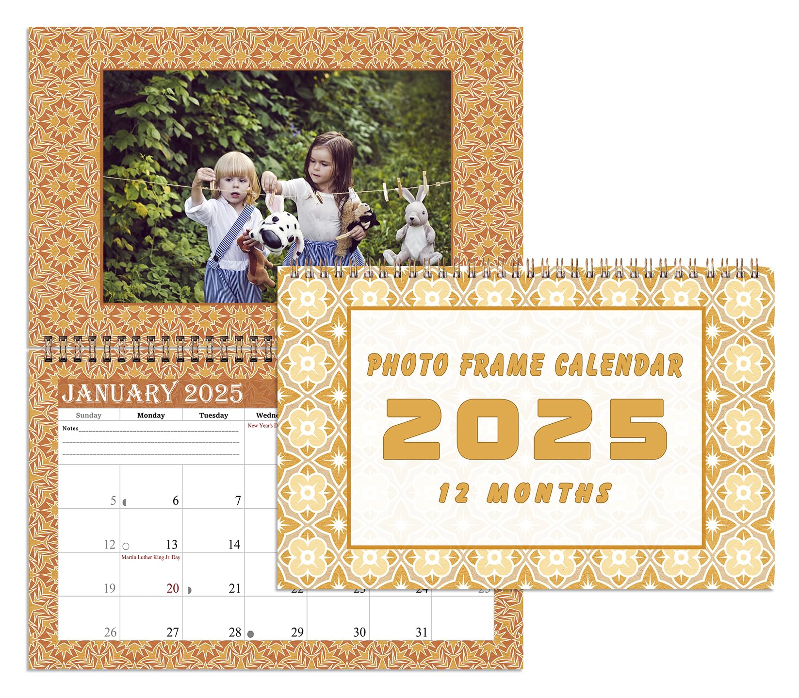 2025 Spiral-Bound Photo Frame Wall Calendar - Customizable with Your Own Pictures - 12-Month Desktop & Wall Planner (Edition #09) - Perfect for Home, Office, and Gift Giving
