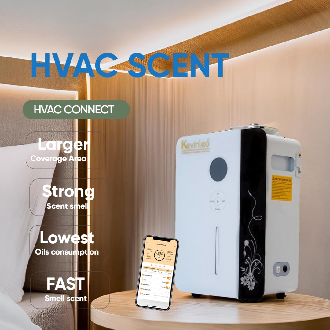 WiFi Oil Diffuser - 7500 Sq.ft HVAC Scent Diffuser with Cold Air Technology, 800ml Waterless Aromatherapy Nebulizer for Home, Office, Large Spaces | Long-Lasting Fragrance for Hotels, Spas, Yoga Studios & Meditation Rooms | Smart Home Scenting Solution for Relaxation & Stress Relief