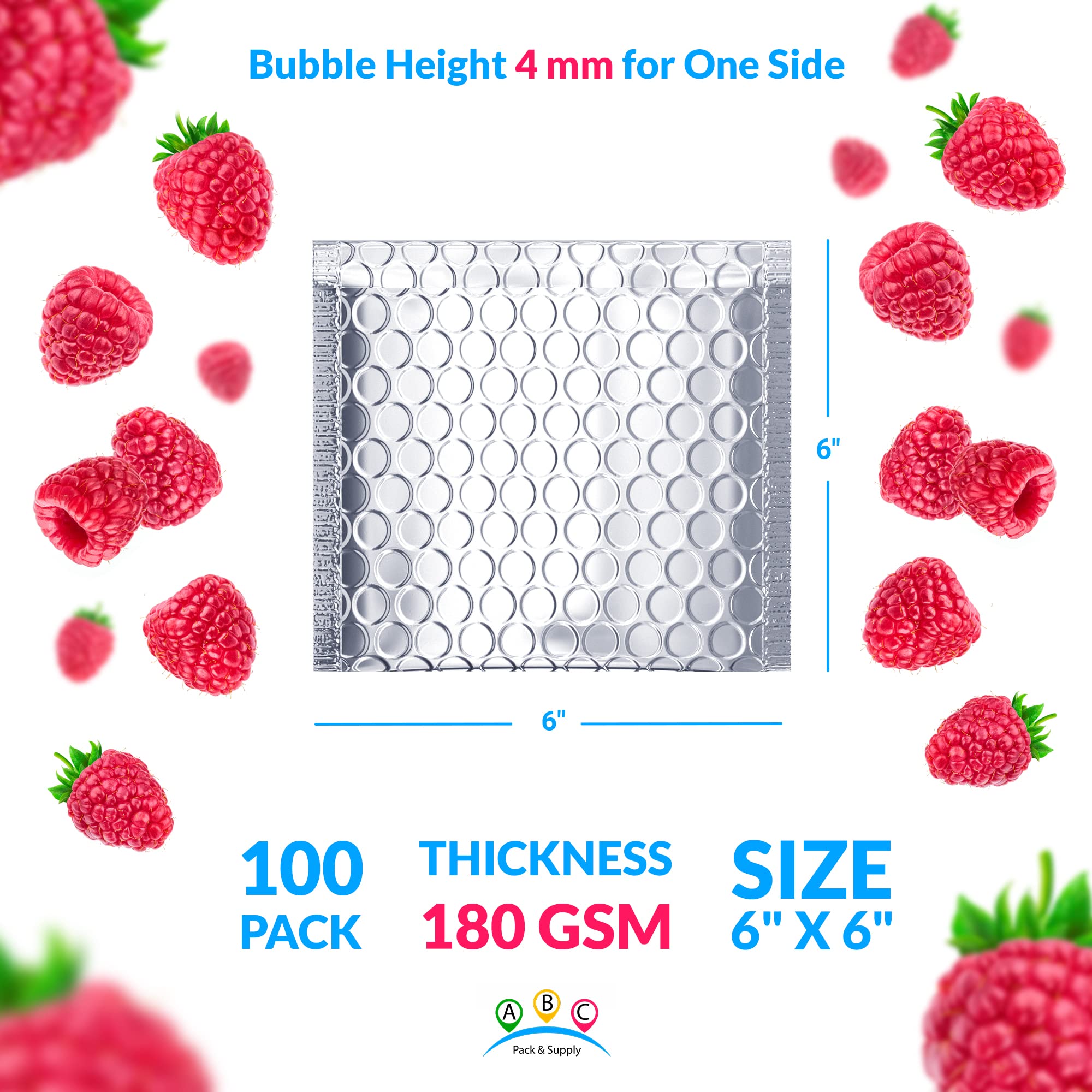 ABC Thermal Bubble Mailers 6x6 Inches (Pack of 100) - Metallic Insulated Shipping Envelopes for Cold Storage & Waterproof Protection | Perfect for Perishable Food, Pharmaceuticals & Temperature-Sensitive Items Shipping