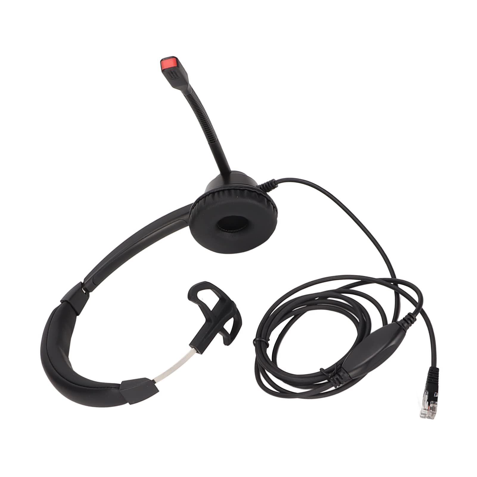 Demeras Single-Sided Ear Headphone - ABS Black, Volume Adjustment, Plug & Play Telephone Headset - Durable Design for Home, Office & Call Centers