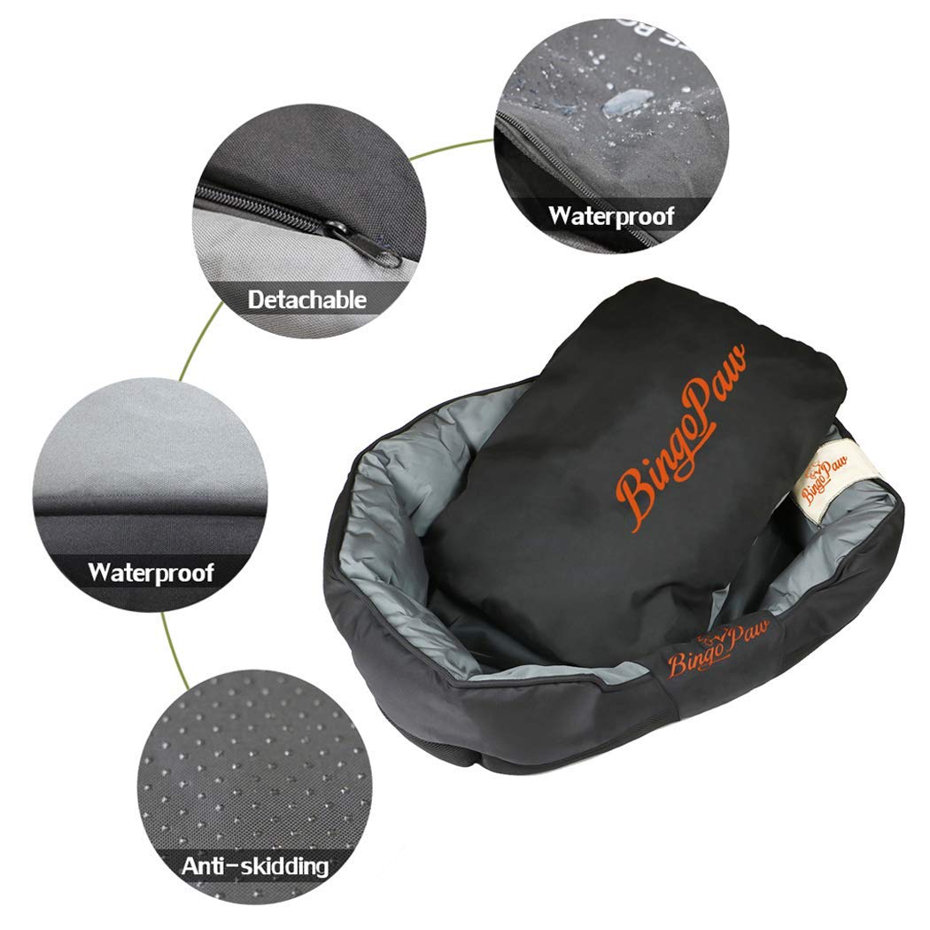BingoPaw Extra Large Orthopedic Dog Bed - Waterproof & Durable Oxford Fabric Pet Cushion with Bolster - Comfortable Sleeping Pad for Large & Giant Breed Dogs - Perfect for Indoor, Outdoor & Kennel Use