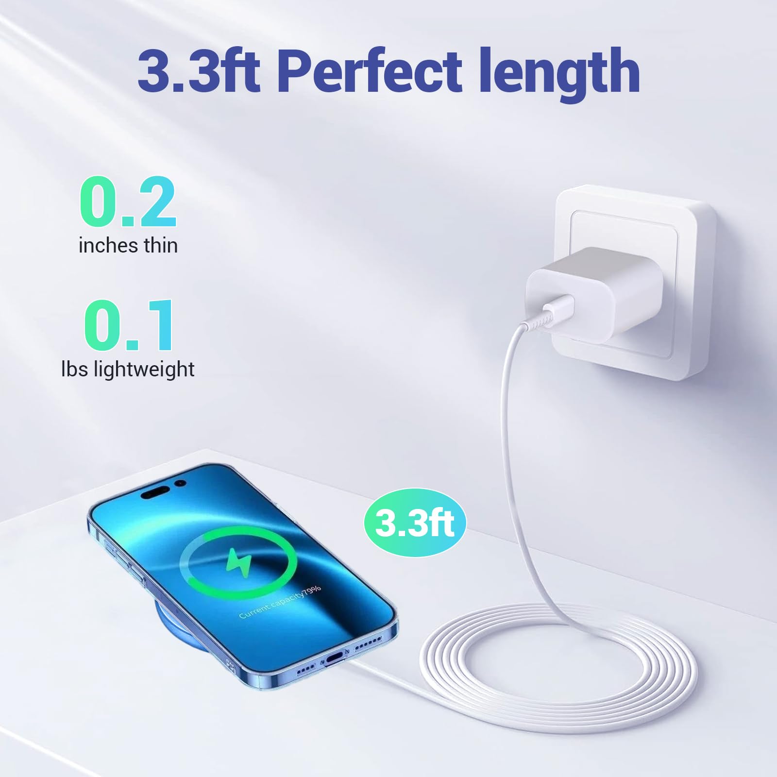 Magnetic Wireless Charger for iPhone 15 Pro Max/15 Pro/15/15 Plus/14/14 Pro/14 Plus/14 Pro Max/13/13 Pro Max/12 Pro - Fast Charging with 20W Type-C PD Adapter - Perfect for Home, Office & Travel Use
