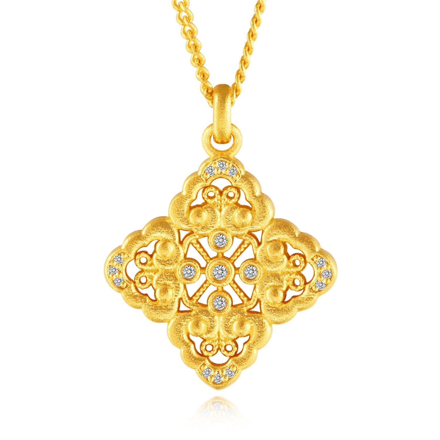 24K Gold Necklace with Diamond - Elegant Women's Jewelry for Weddings, Anniversaries & Special Occasions