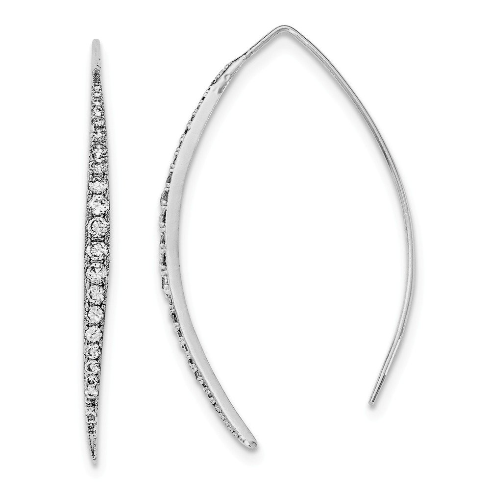 Elegant Sterling Silver Rhodium-Plated CZ Threader Earrings for Women | Hypoallergenic Fine Jewelry Gift for Her | Perfect for Parties, Weddings & Everyday Wear