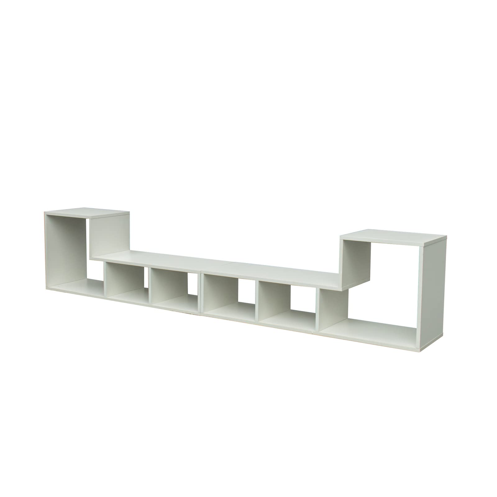 Modern White Wood TV Stand with Storage Shelves - Entertainment Center for Flat Screen TVs, Free Combination Display Shelf & Bookcase - Perfect for Living Room, Home Theater & Media Organization