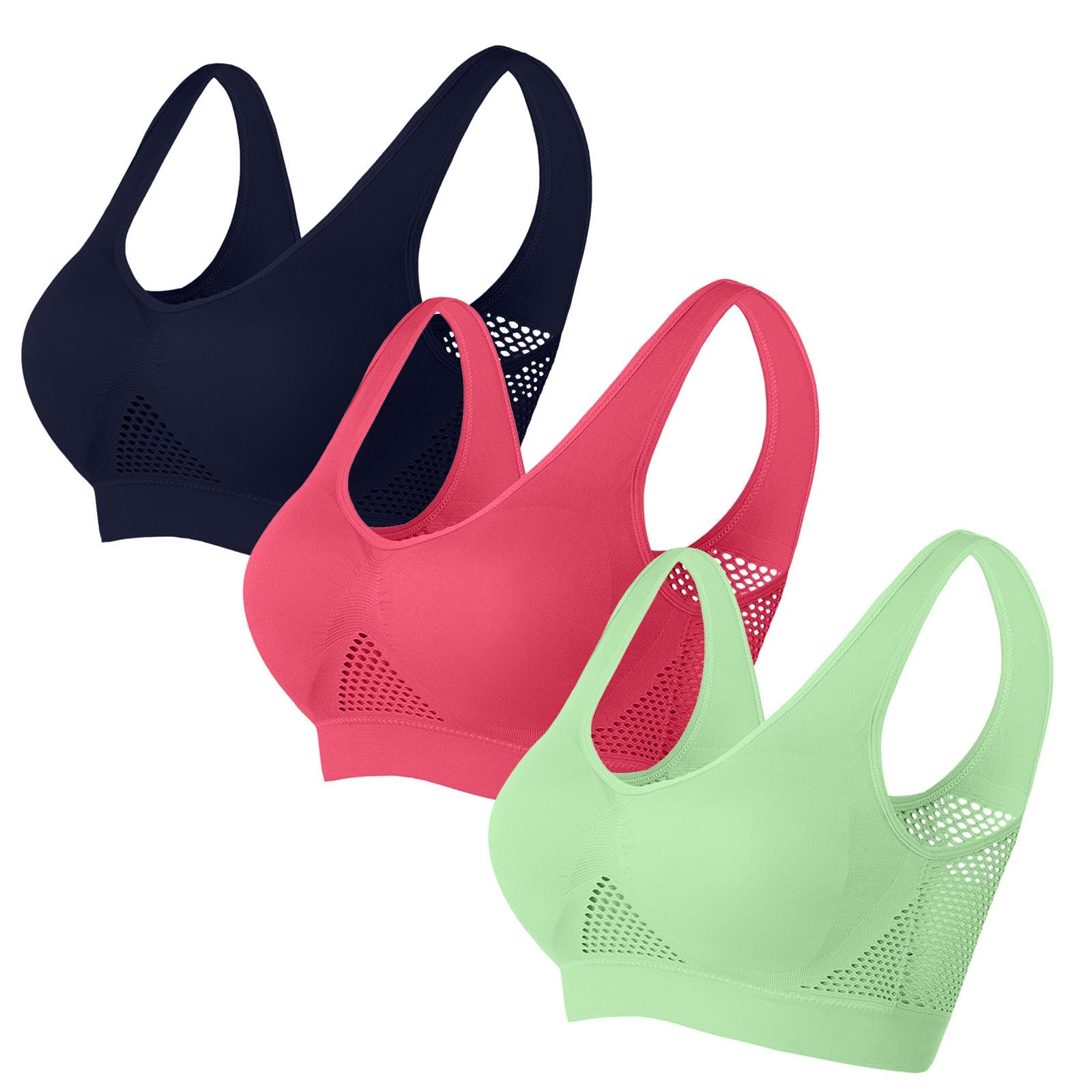 **Women's 3-Pack Sports Bras - Comfortable Everyday Fitness Bra, Non-Wired Support, Breathable & Moisture-Wicking for Yoga, Running & Gym Workouts**