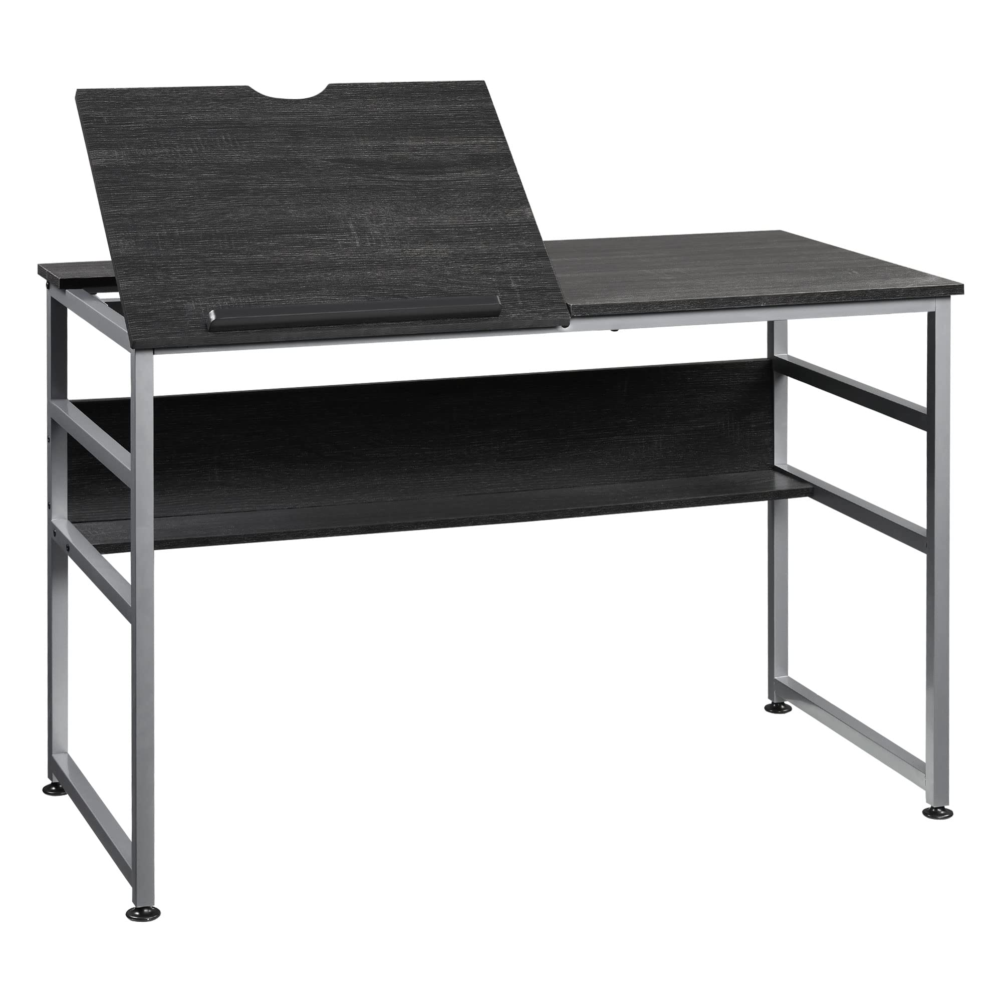 HOMCOM Adjustable Drafting Table - 15-Level Tiltable Drawing Desk with Storage Shelf, Multifunctional Writing Desk for Artists, Architects & Students - Perfect for Home Office, Studio & Classroom Use