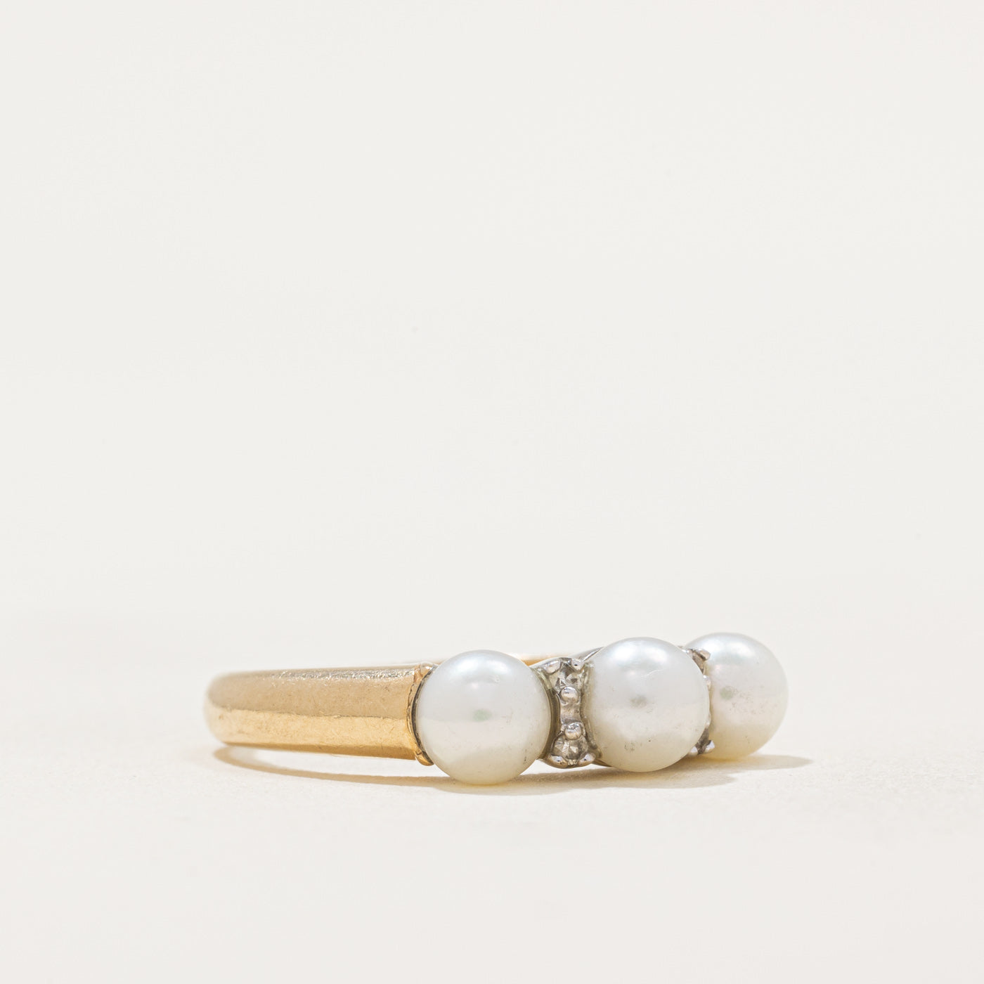 0.04ctw Three Stone Pearl & Diamond Ring - Size 6.75 | Elegant Bridal Jewelry for Engagement, Wedding & Anniversary Gifts