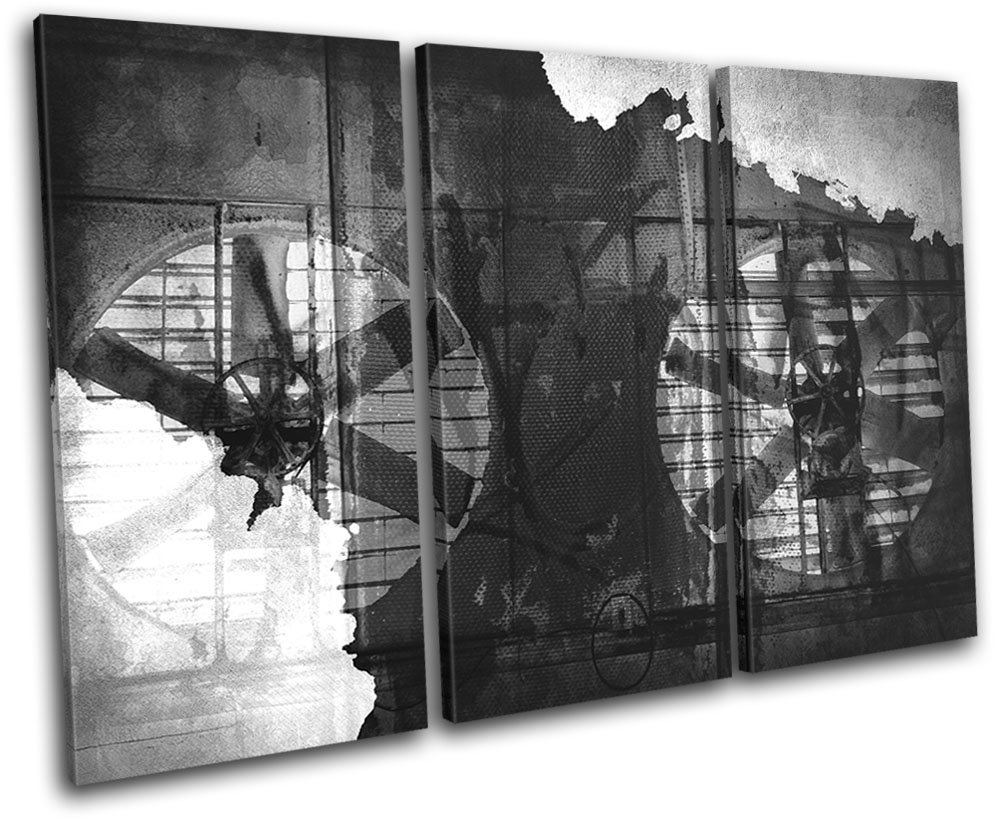 Industrial Grunge Abstract Canvas Art Print - 47x31 Inch Box Framed Wall Decor - Handmade in UK - Ready to Hang - Perfect for Living Room, Bedroom or Office Decor
