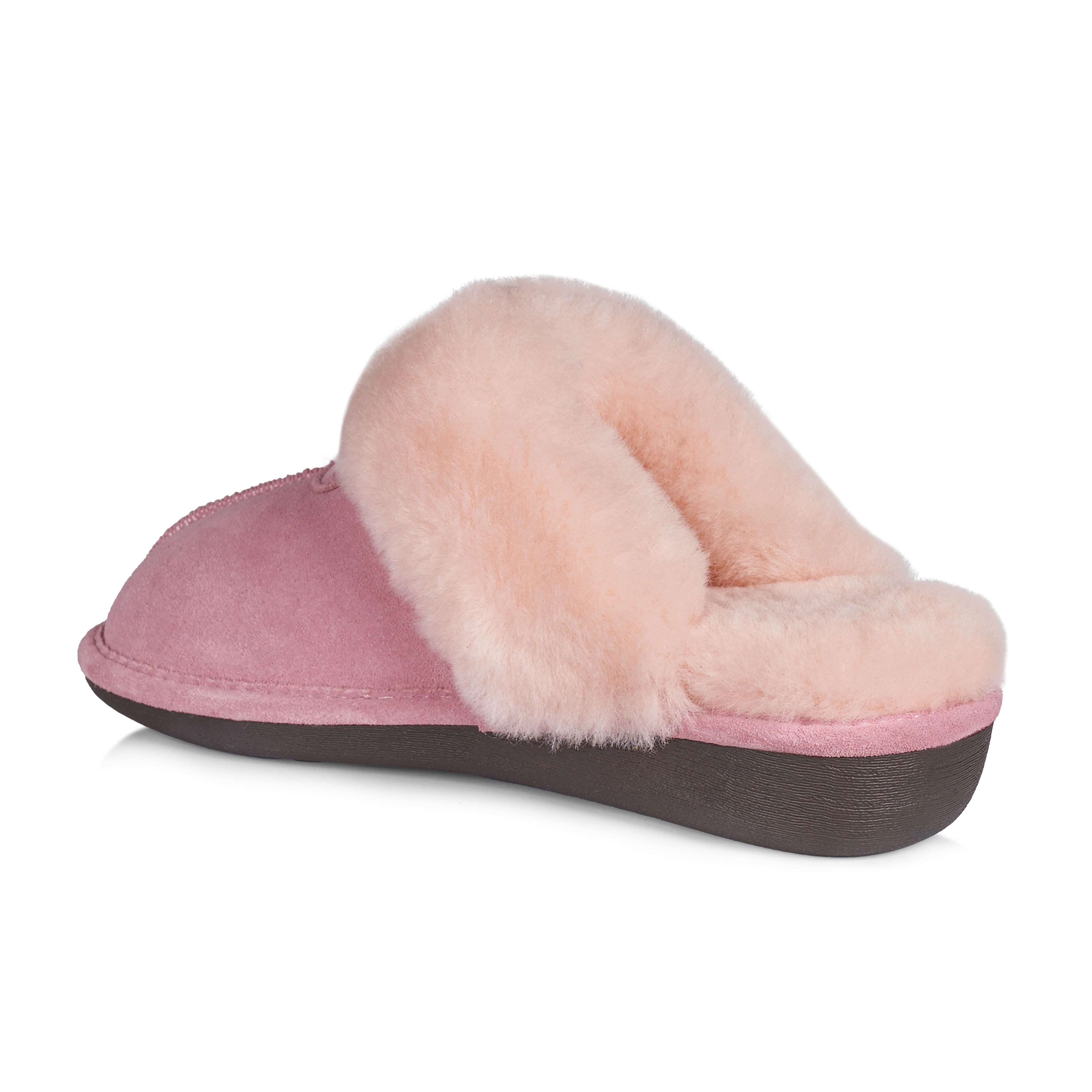 Becca Women's Fuzzy House Slippers - Soft Indoor Slides with Non-Slip Sole, Comfortable Pink Slippers for Women - Perfect for Home, Lounge, and Relaxation