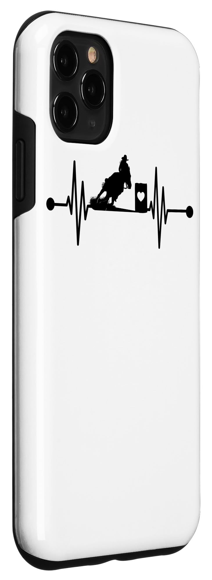 iPhone 11 Pro Max Case - Cute Horse Barrel Racing Design with Heartbeat Rodeo Theme | Shockproof Protective Cover for Rodeo Enthusiasts & Western Style Lovers