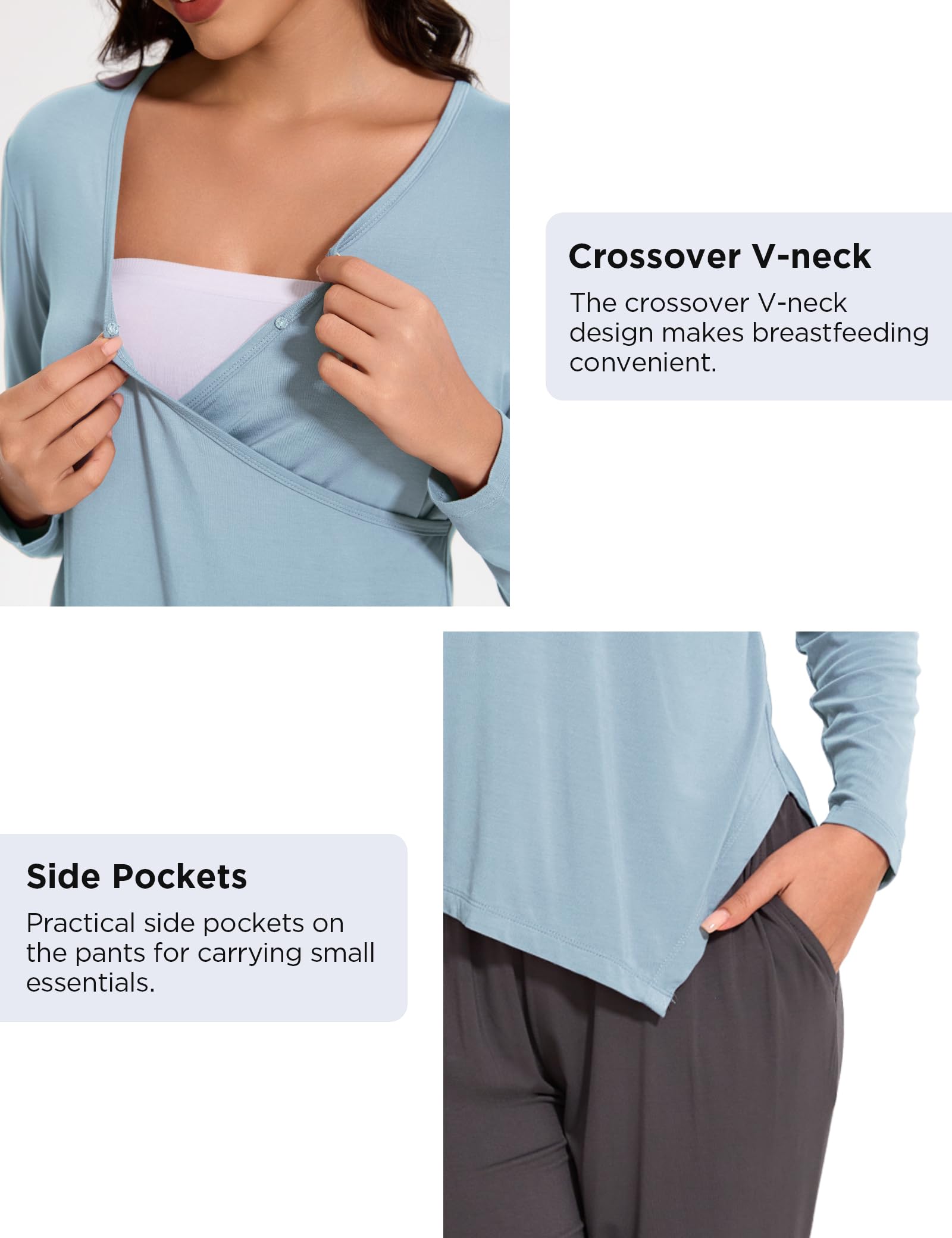 Comfortable Bamboo Viscose Maternity Nursing Pajama Set - Soft Long Sleeve Postpartum Lounge Wear for Women | Perfect for Breastfeeding, Recovery & Relaxing at Home
