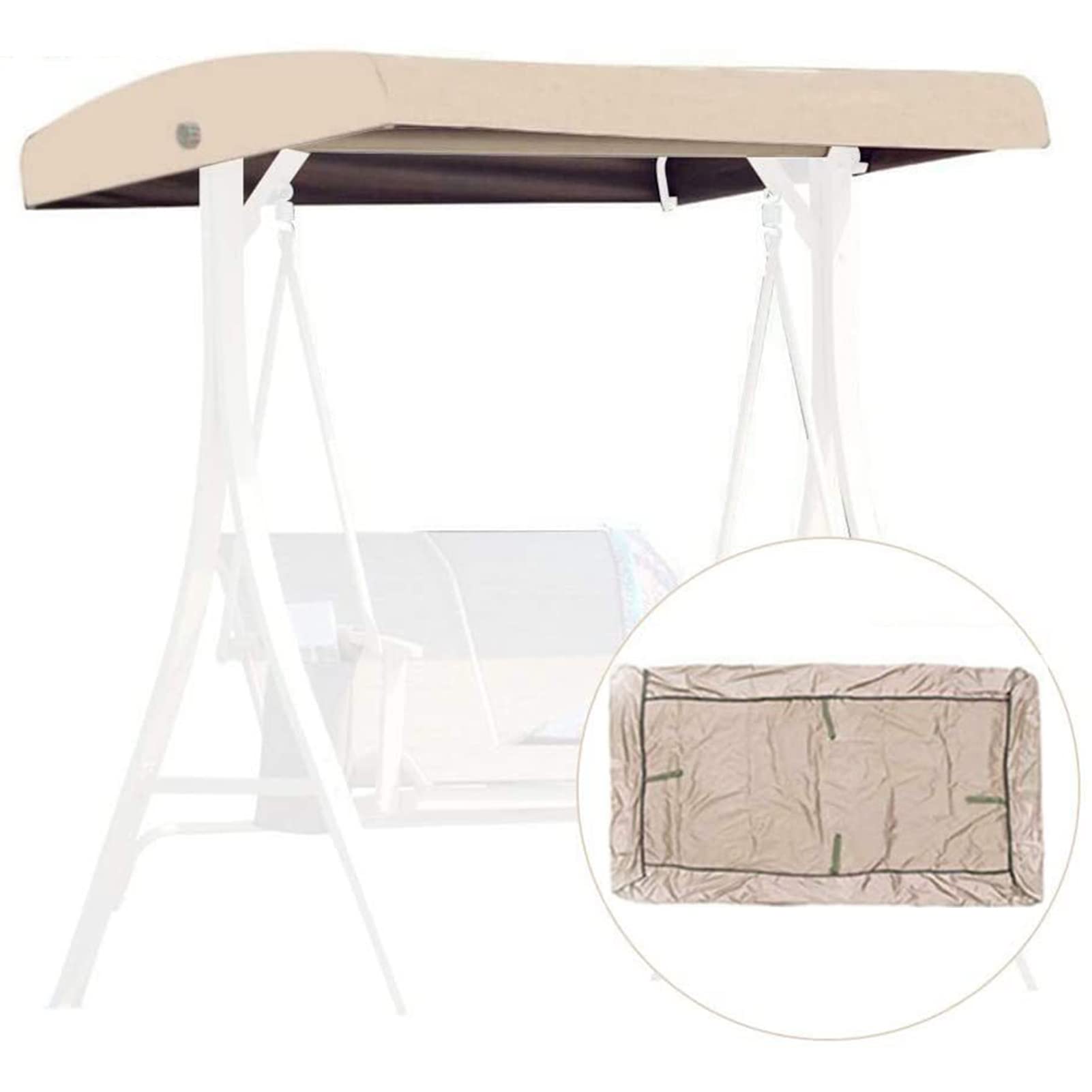 **Beige Patio Swing Canopy Replacement Top Cover - 191x120x18/23cm - Weather-Resistant Outdoor Hammock & Swing Seat Cover for Garden, Backyard, and Patio - Perfect for Relaxation & Shade**