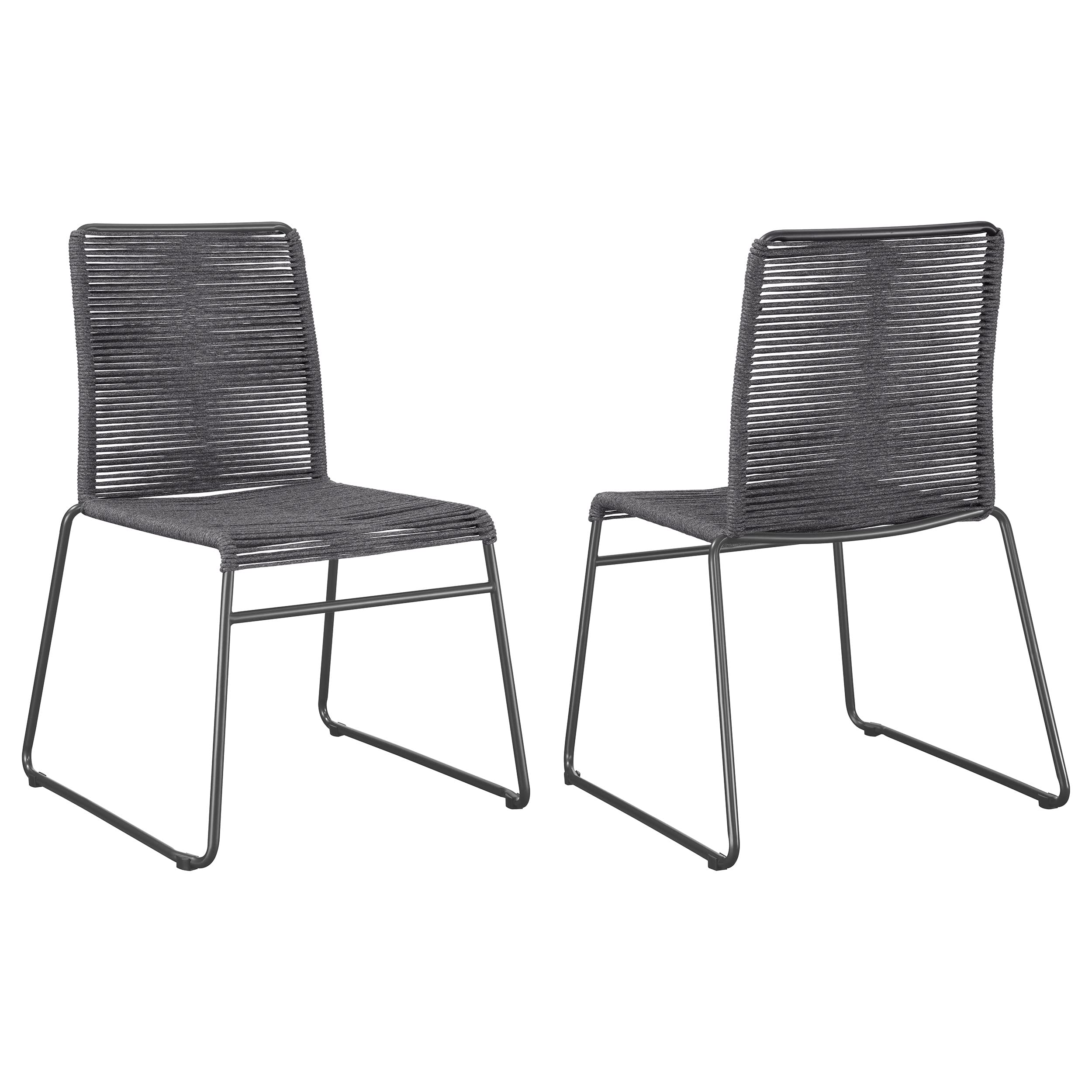 Coaster Home Furnishings Jerome Upholstered Stackable Side Chairs - Charcoal Gray (Set of 2) - Perfect for Dining Room, Kitchen, or Office Seating