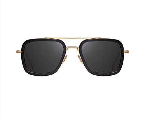 Tony Stark Sunglasses for Men & Women - Vintage Square Metal Frame Iron Man & Spider-Man Inspired Eyewear - Perfect for Cosplay, Halloween, and Superhero Fans