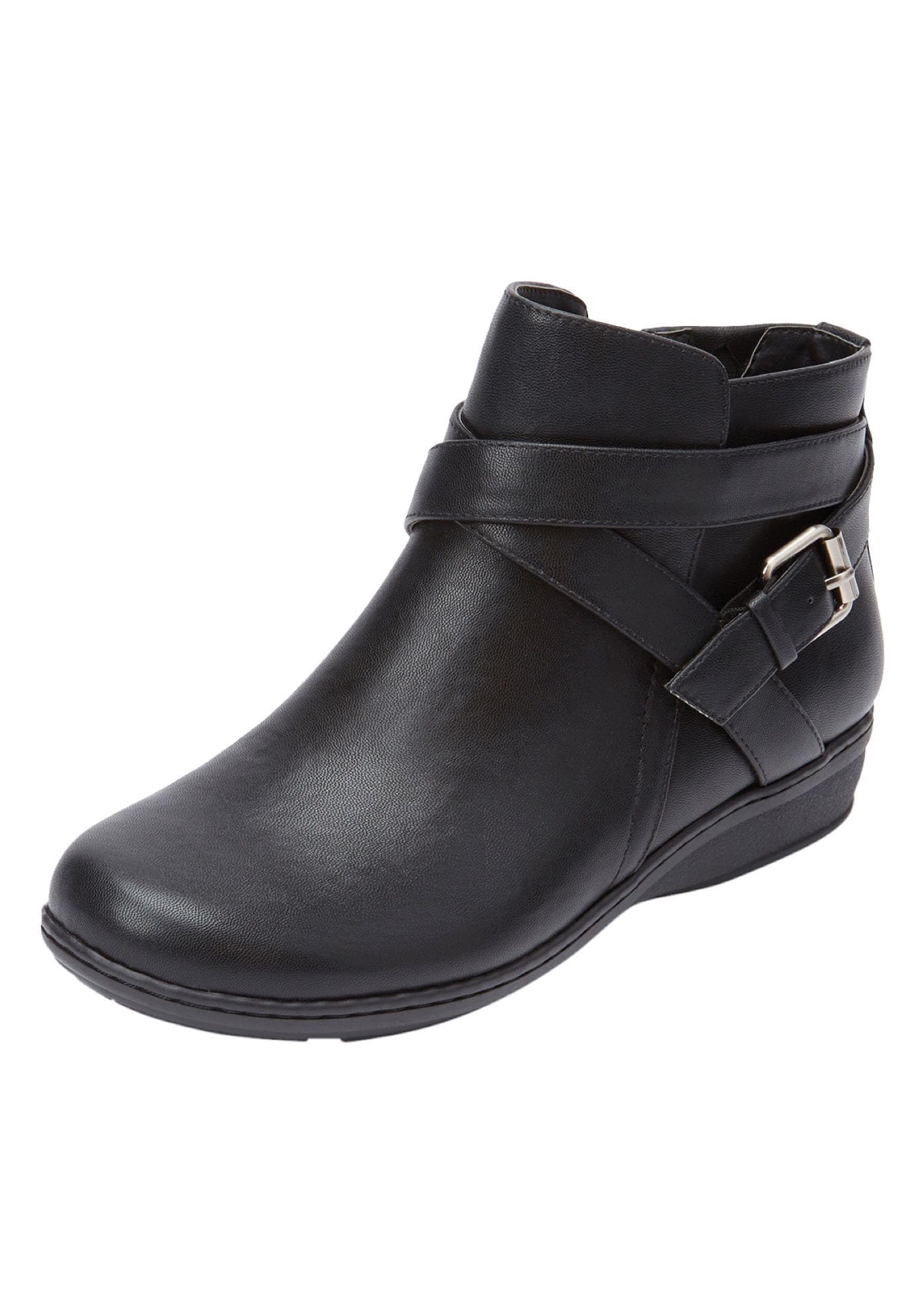 Comfortview Women's Wide Width The Bronte Bootie - Comfortable Ankle Boots for Work, Walking & Casual Outfits | Non-Slip Sole & Cushioned Insole | Perfect for Office, Travel & Everyday Wear