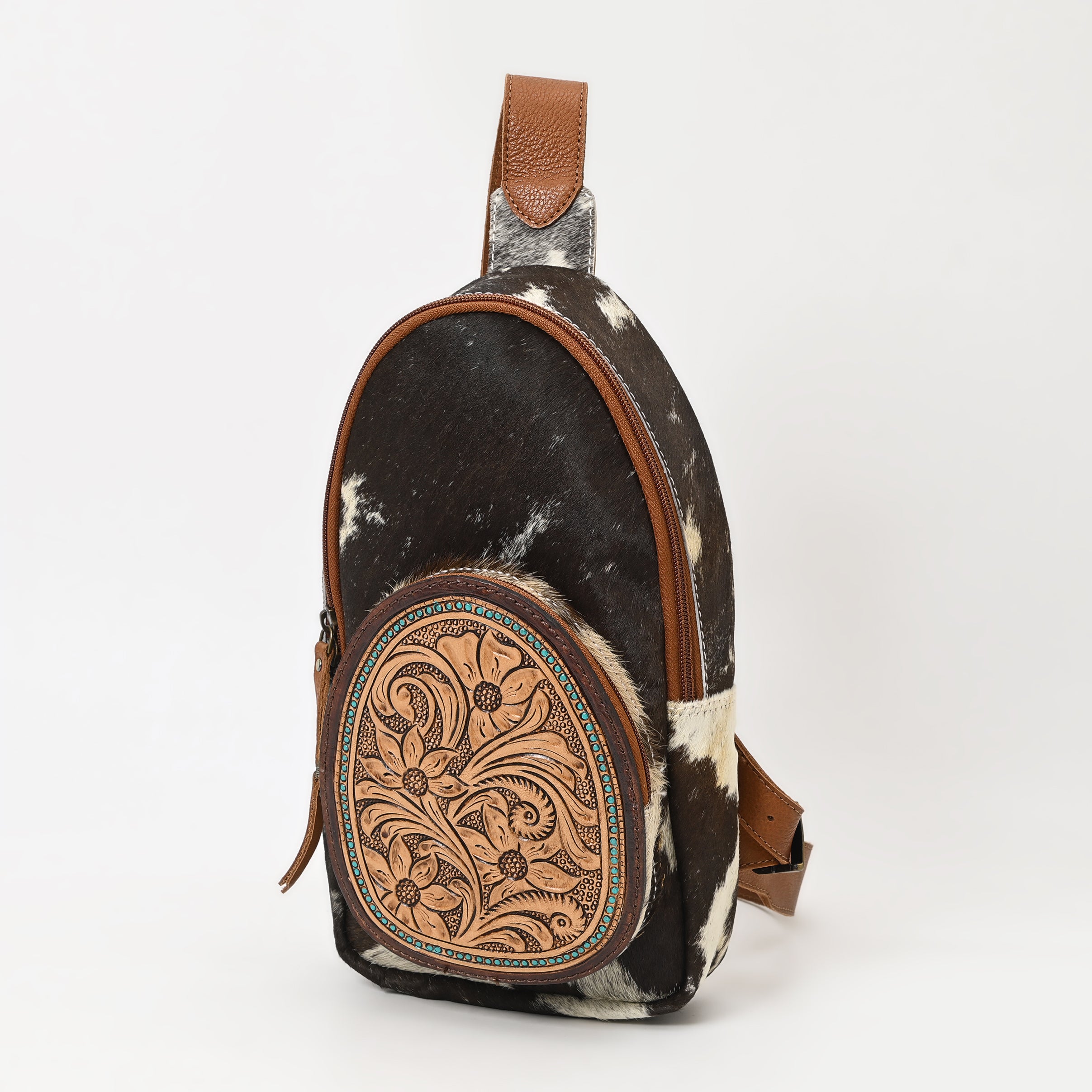 ADBGA548 American Darling SLING Genuine Leather Women's Western Handbag - Hand Tooled Hair Design for Cowgirl Style, Rodeo Events & Country Fashion Accessories